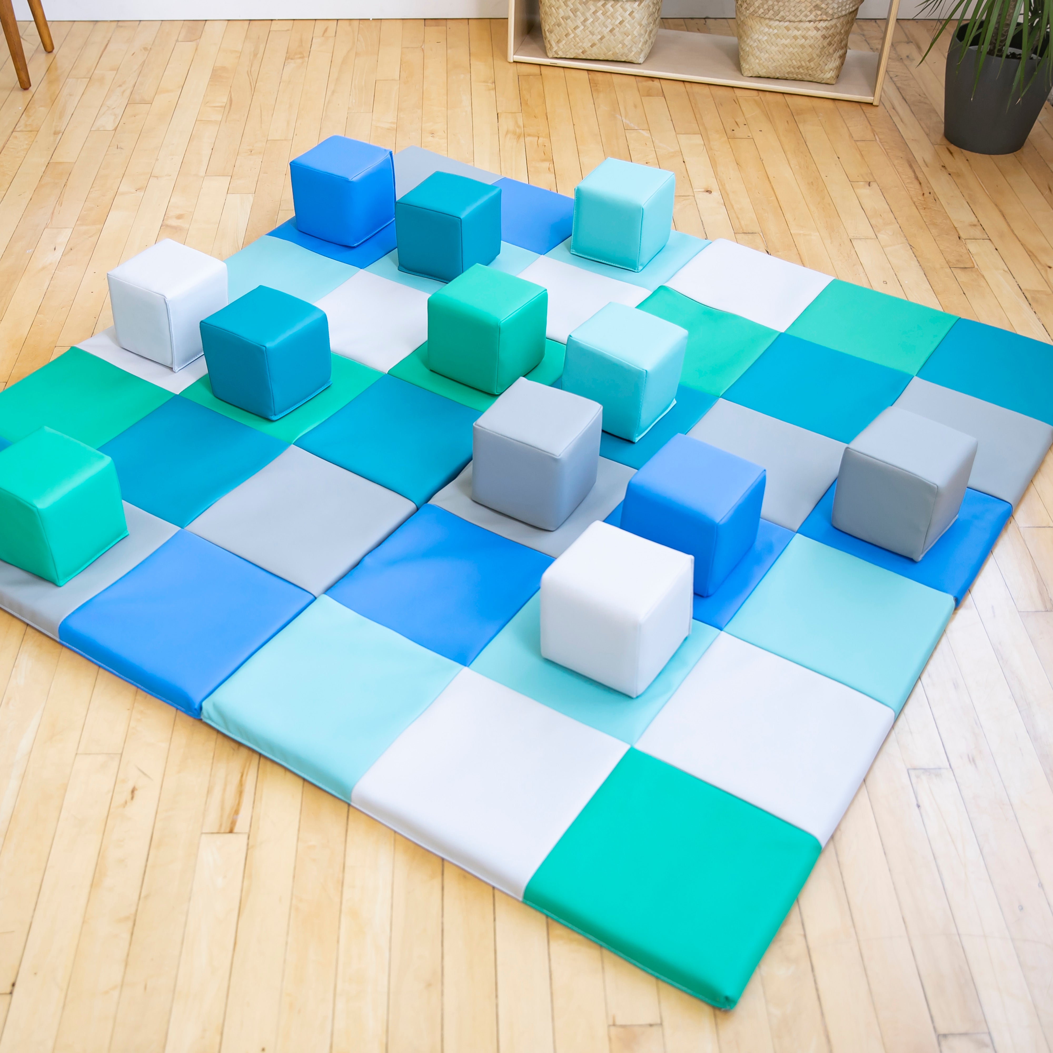 Patchwork Activity Mat and Toddler Blocks, 13-Piece