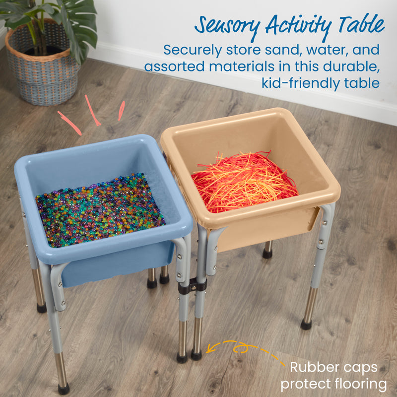 2-Station Sand and Water Adjustable Play Table, Sensory Bins