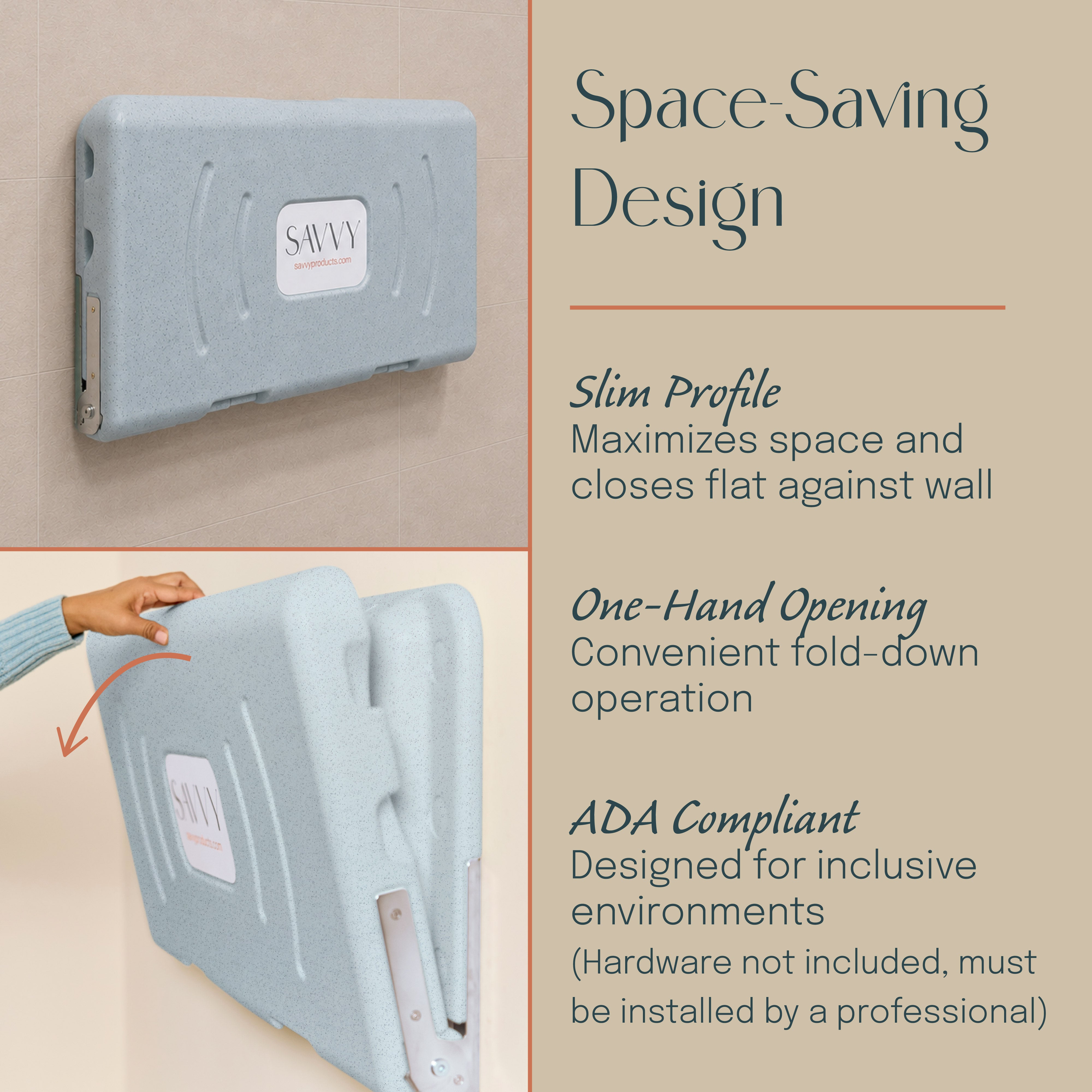 Commercial Wall-Mounted Baby Changing Station with 500 Disposable Sanitary Liners
