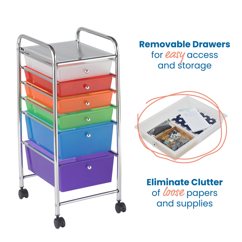 6-Drawer Mobile Organizer, Rolling Storage Cart