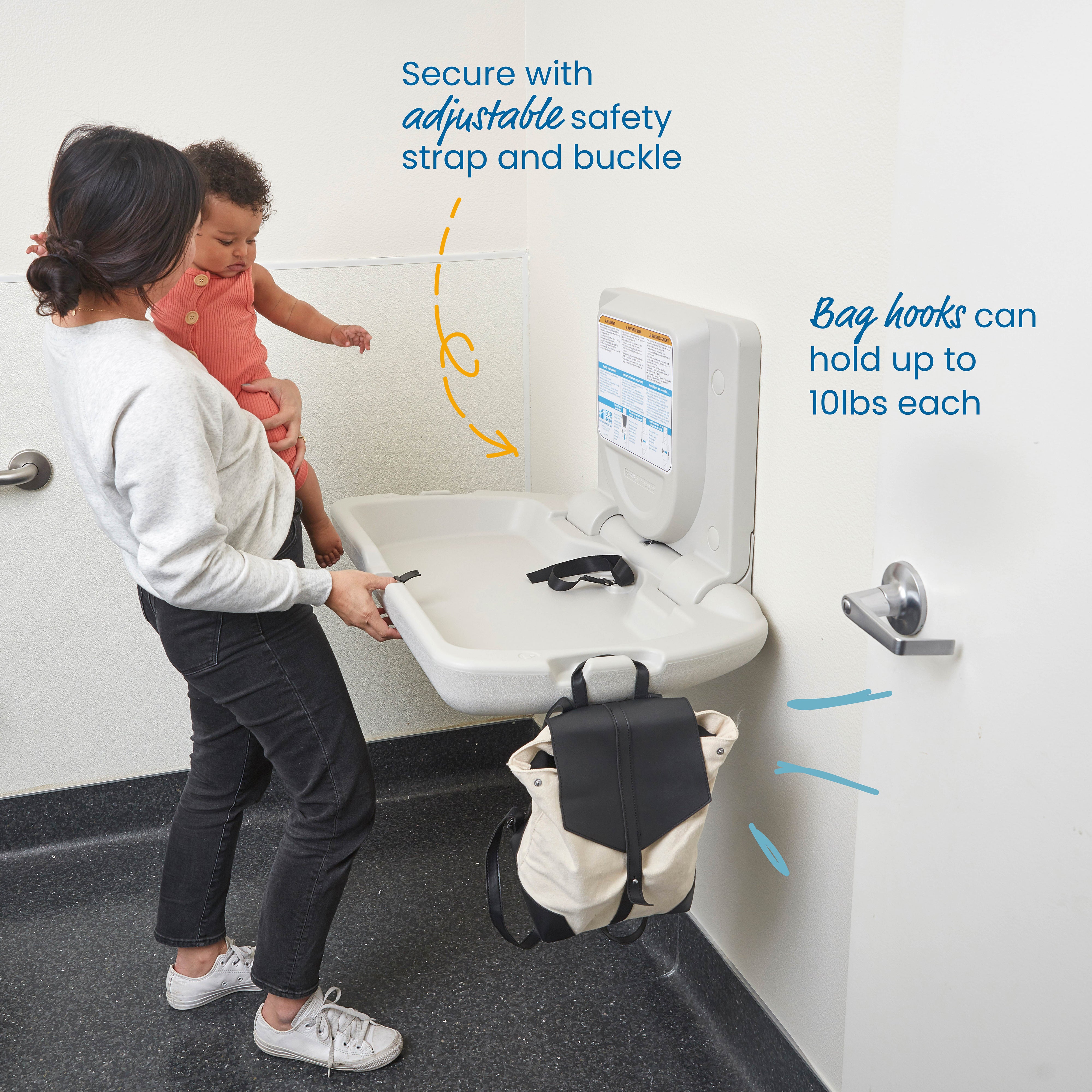 Horizontal Wall-Mounted Changing Station with Slim Back