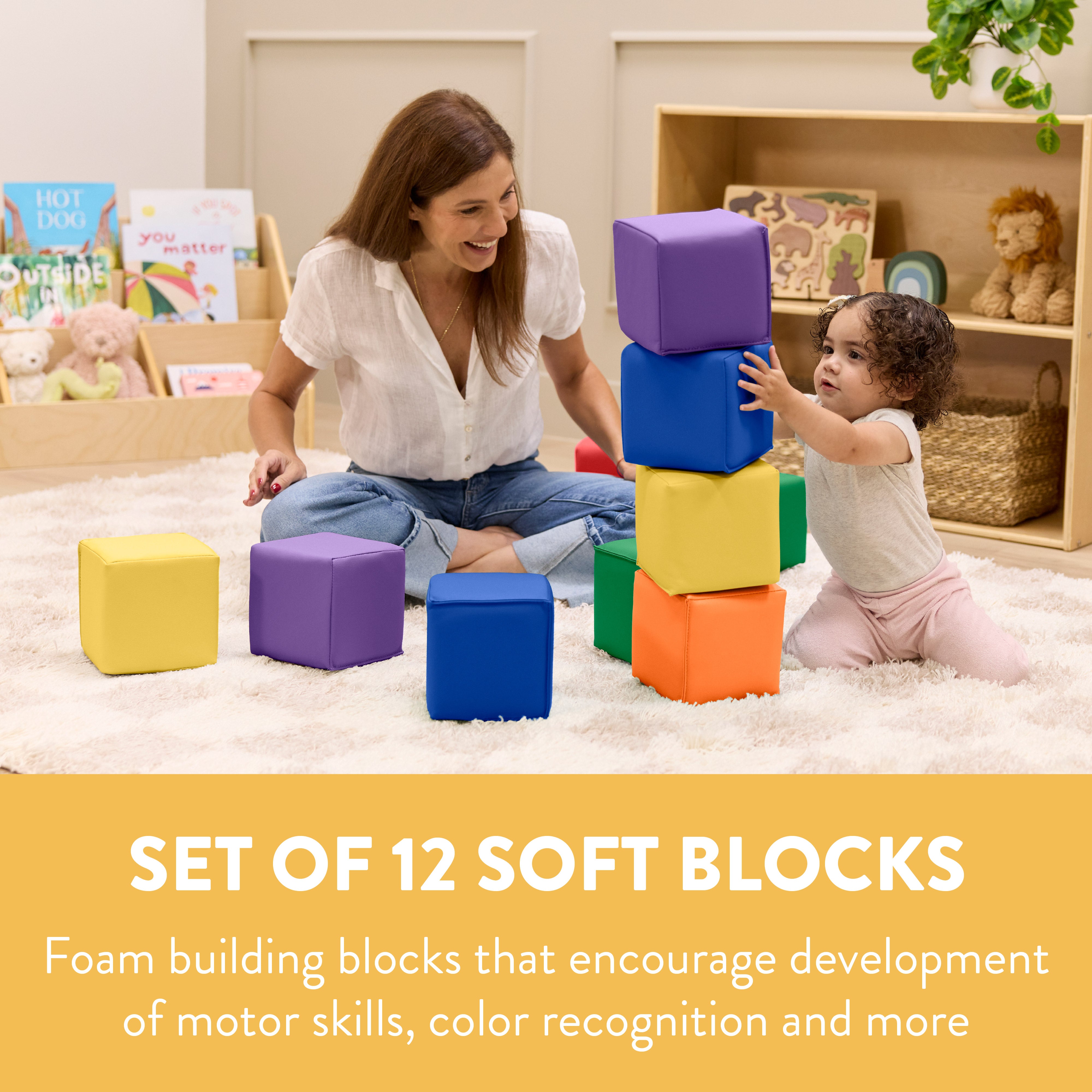 Mosaic Toddler Foam Building Blocks, 12-Piece