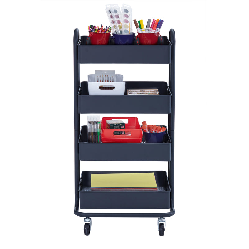 4-Tier Heavy-Duty Rolling Utility Cart, Mobile Storage Organizer - Black