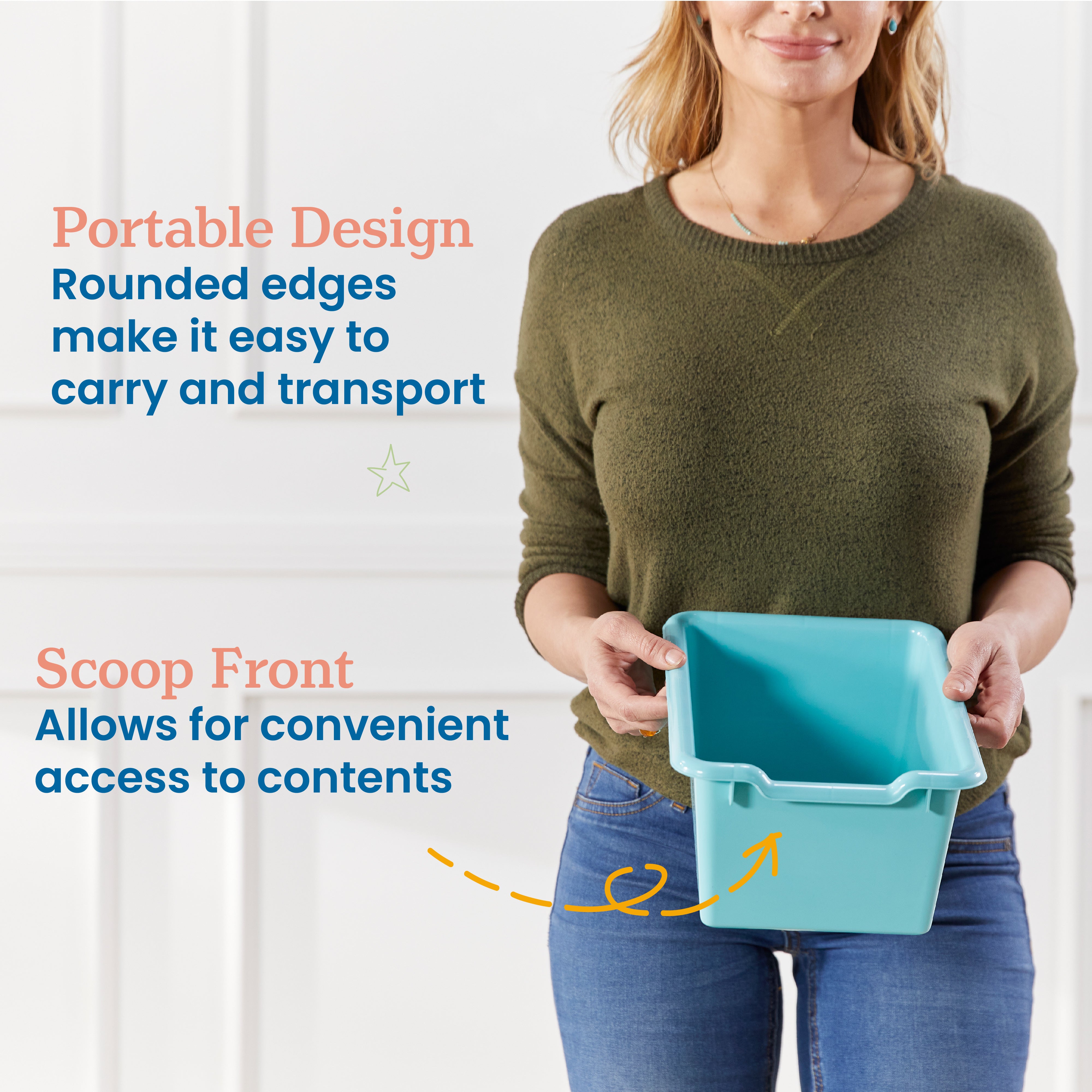 Multi-Section Mobile Cabinet with Scoop Front Storage Bins