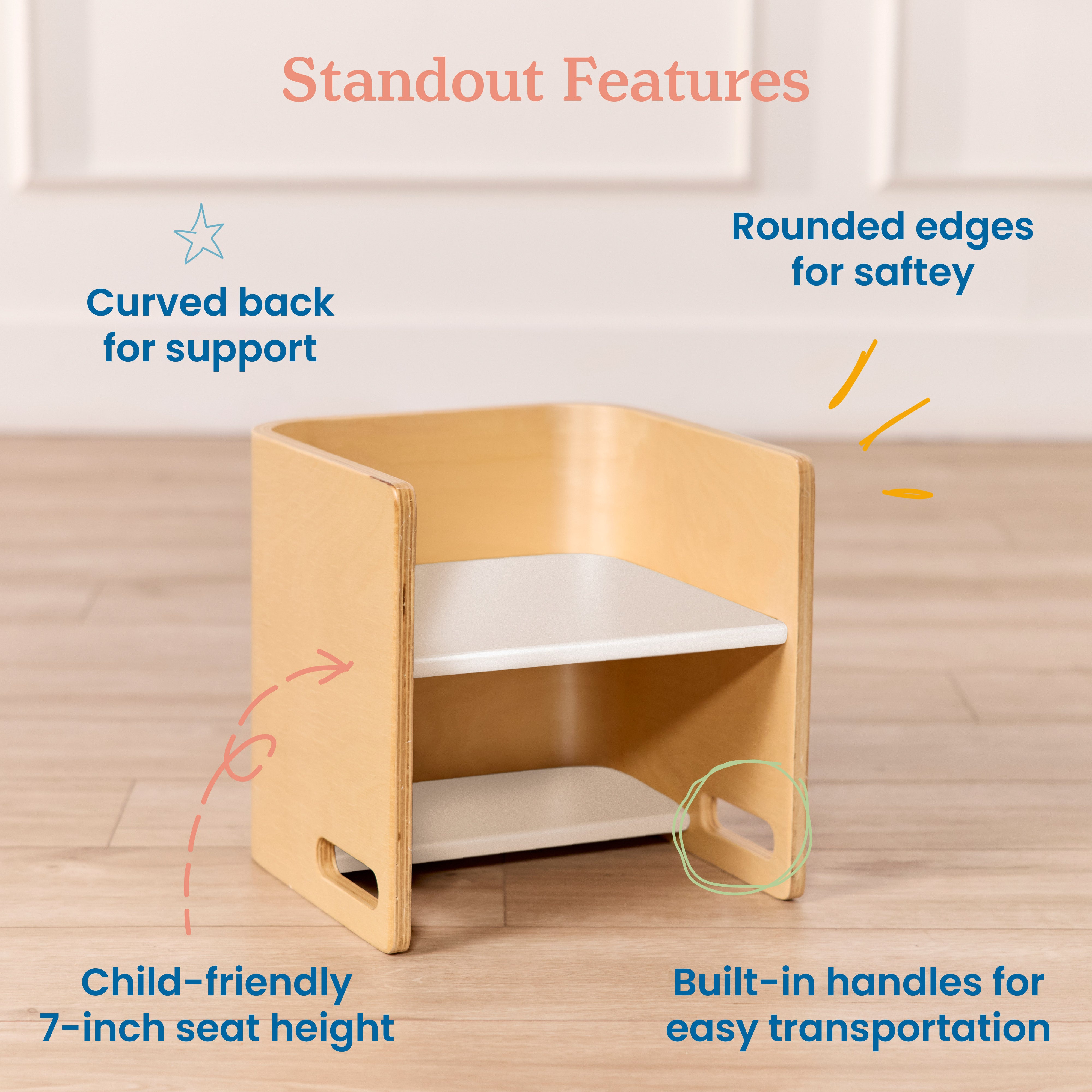 Bentwood Multipurpose Cube Chair, Kids Furniture