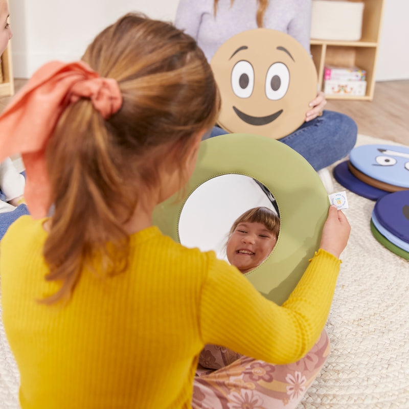 Emotion Pads with Mirror, Trilingual, Expression Cushions, 8-Piece