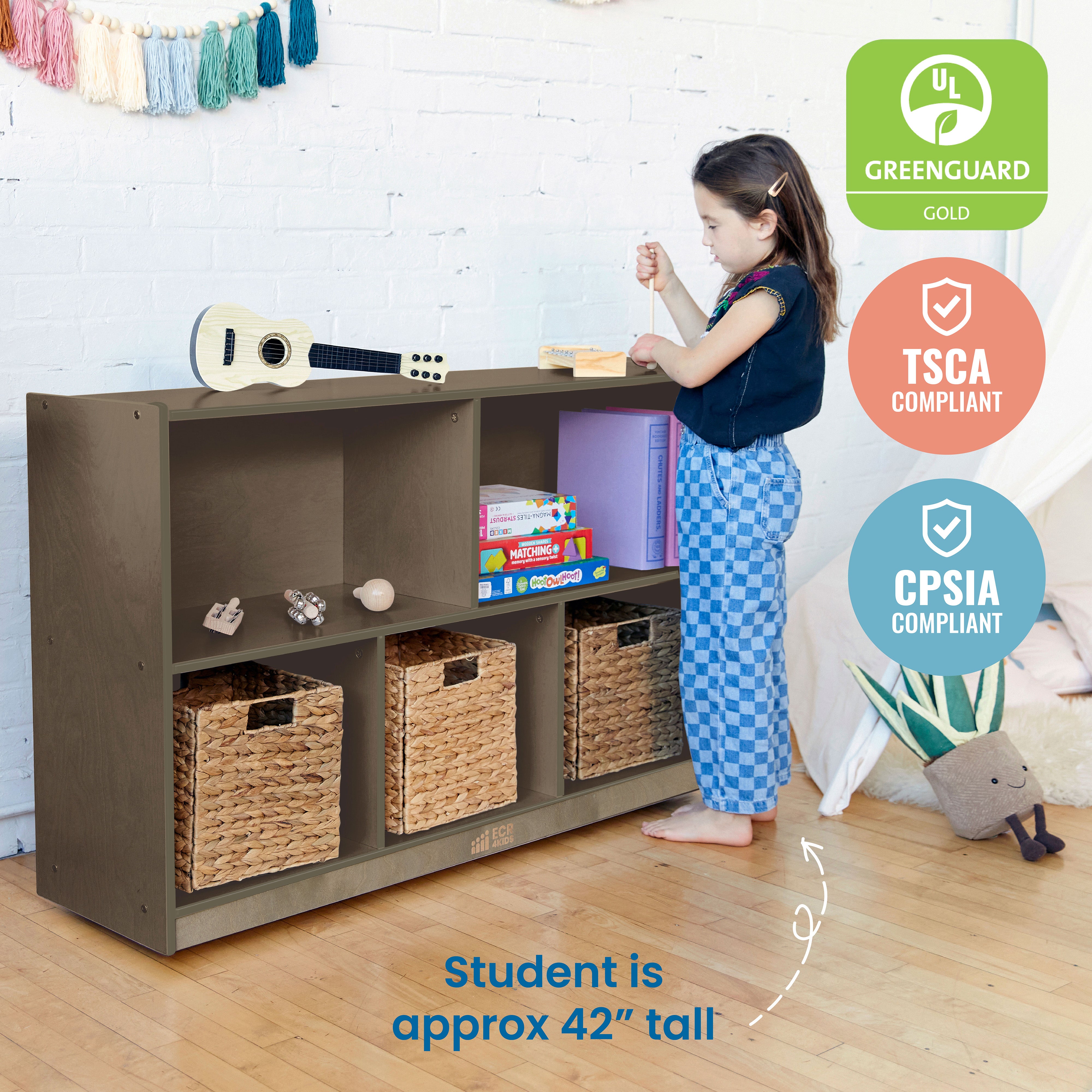 5-Compartment Mobile Storage Cabinet, Preschool