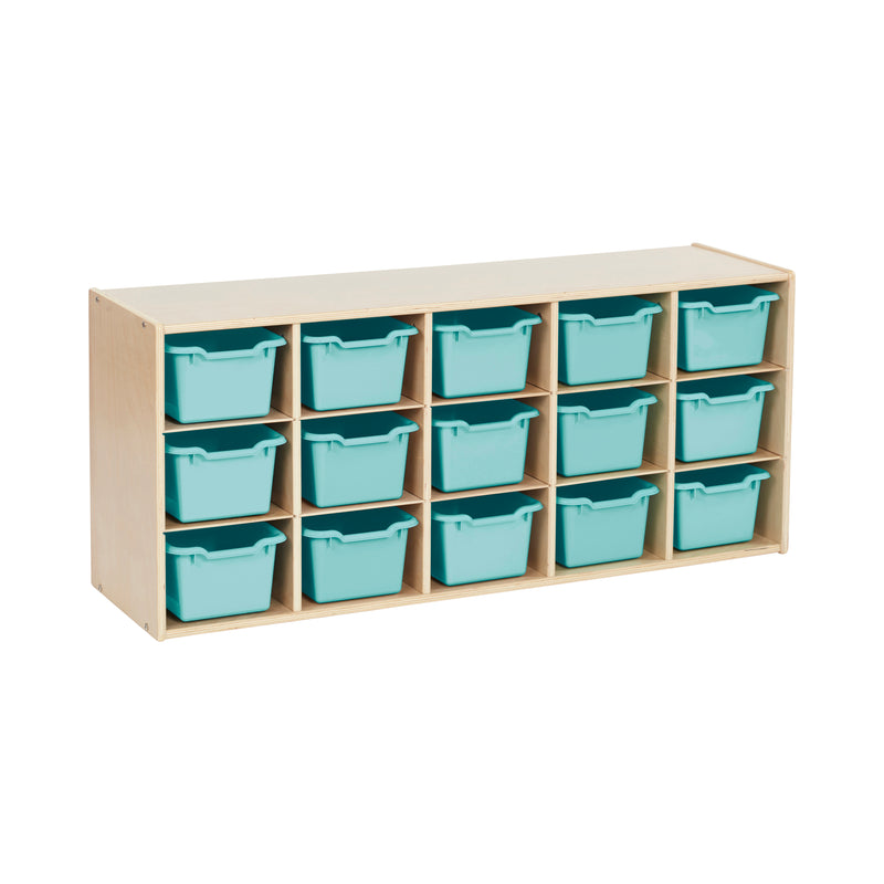 Streamline 15 Cubby Tray Cabinet with Scoop Front Storage Bins, 3x5