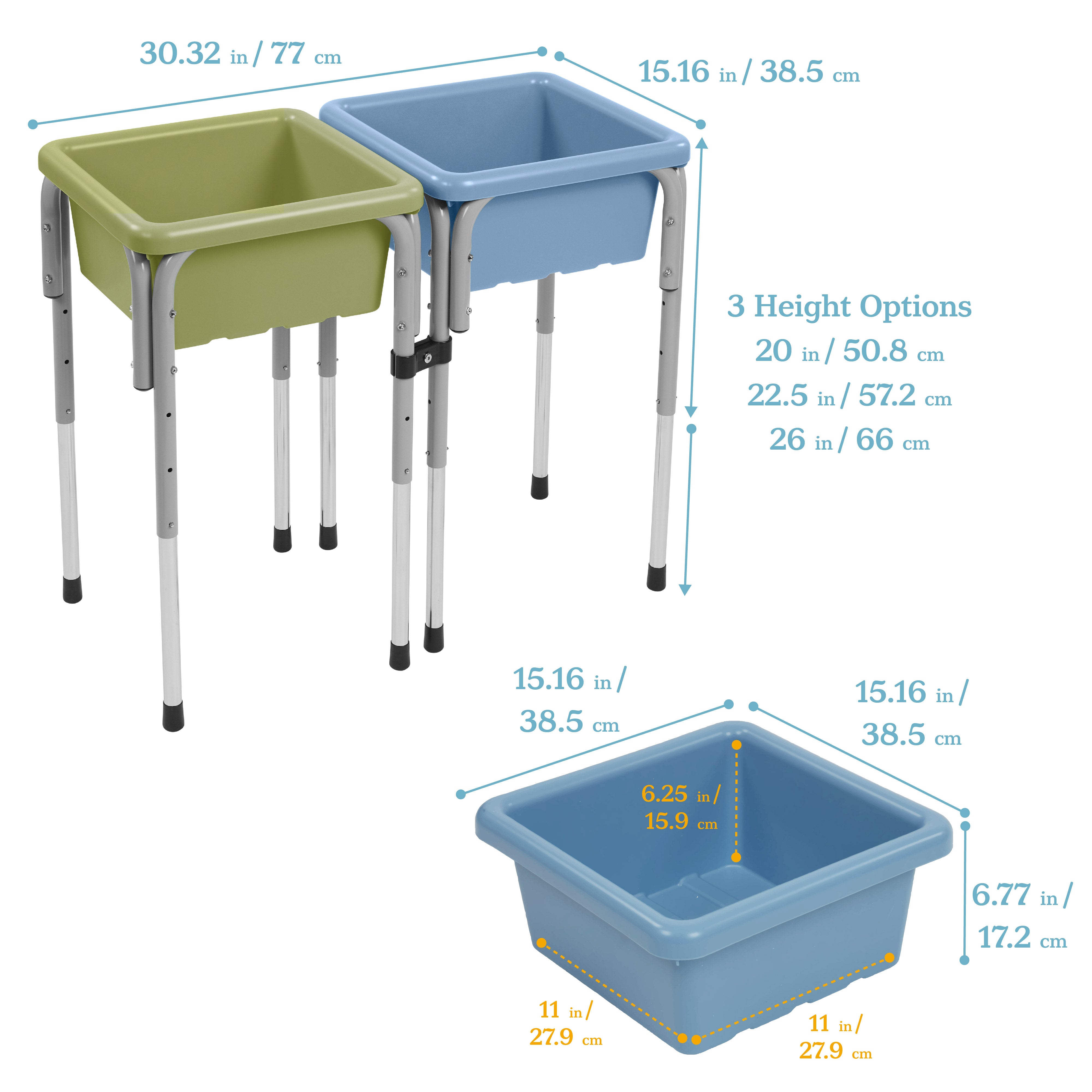 2-Station Sand and Water Adjustable Play Table, Sensory Bins