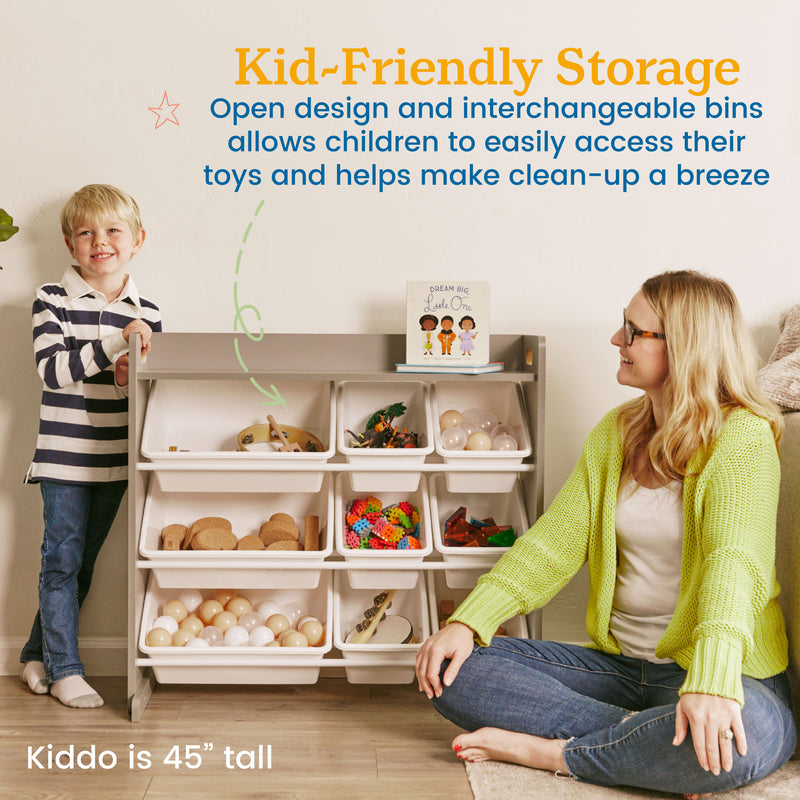 3Tier Organizer with Shelf and 9 Bins, Toy Storage