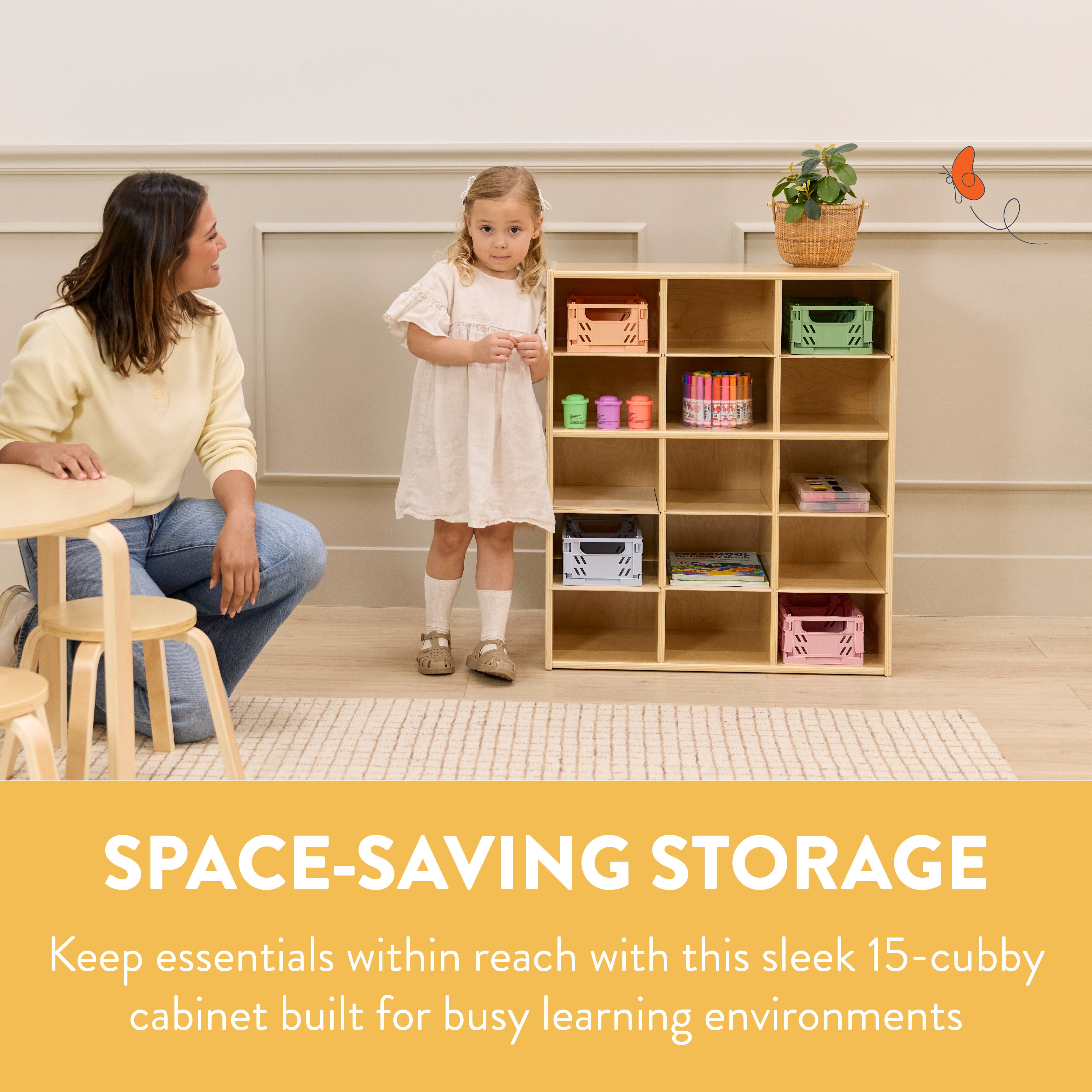 Sleekline 15-Compartment Cubby Storage Cabinet, 5x3