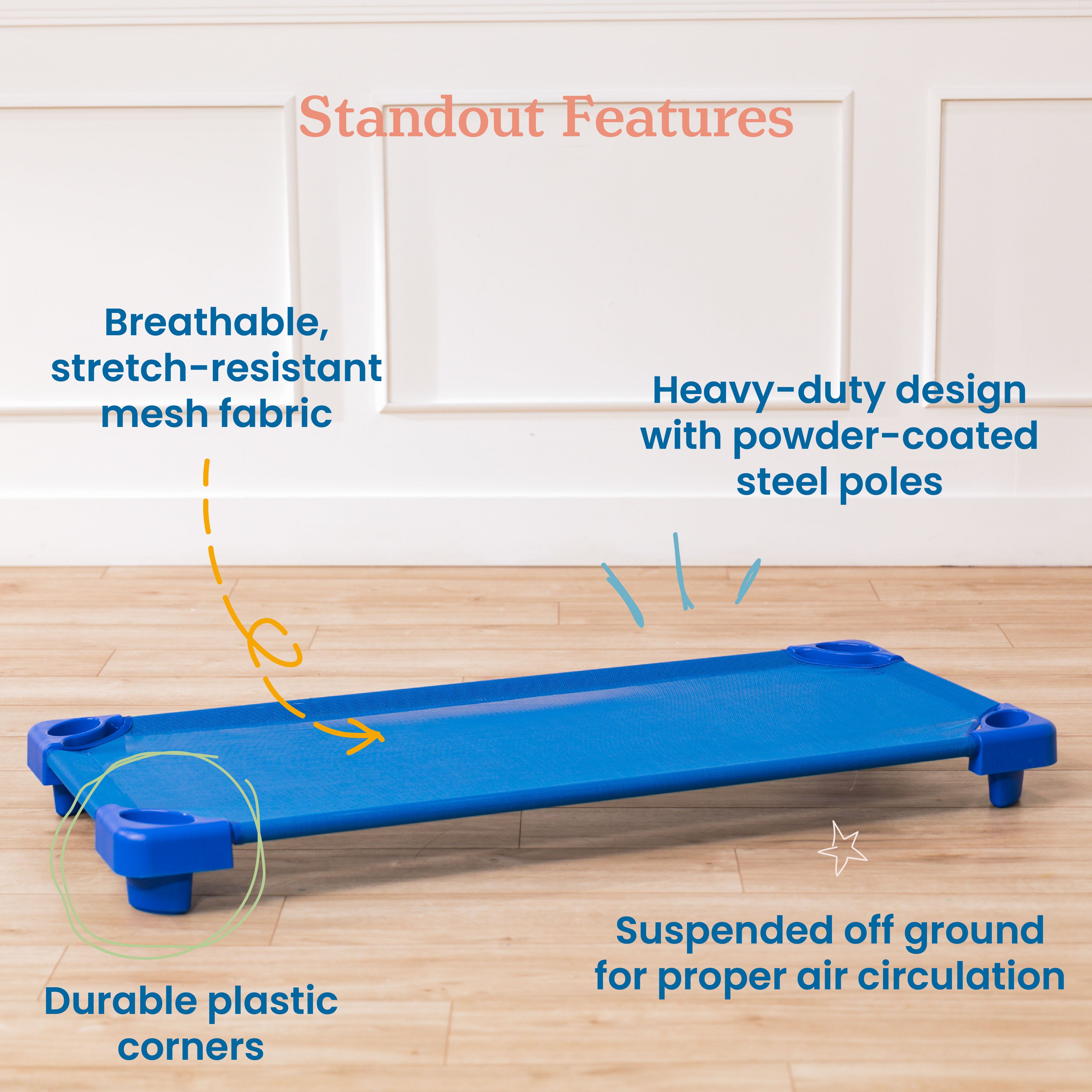 Stackable Kiddie Cots with Trolley, RTA, Standard, 6-Pack