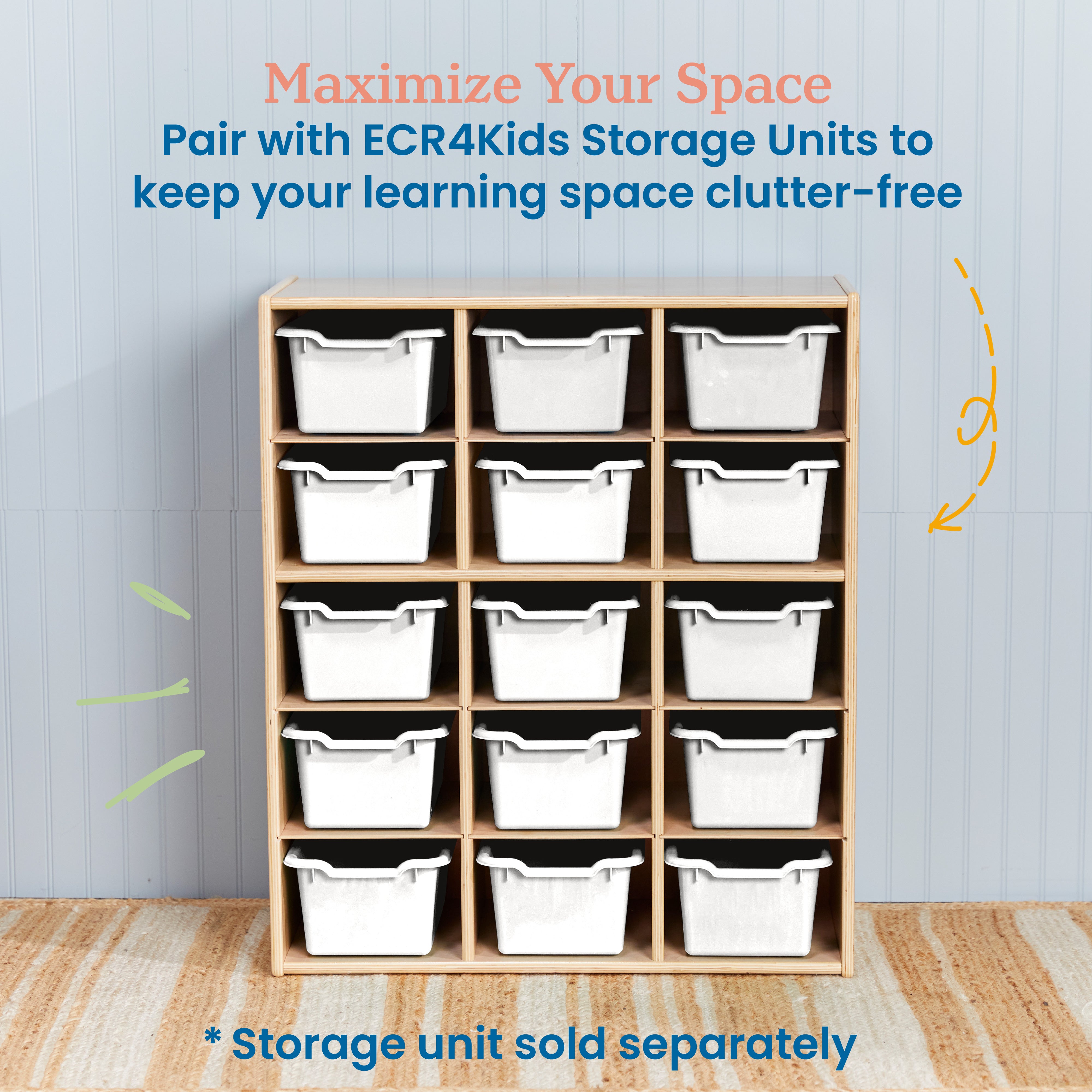 Scoop Front Storage Bins, Multipurpose Organization, 15-Pack