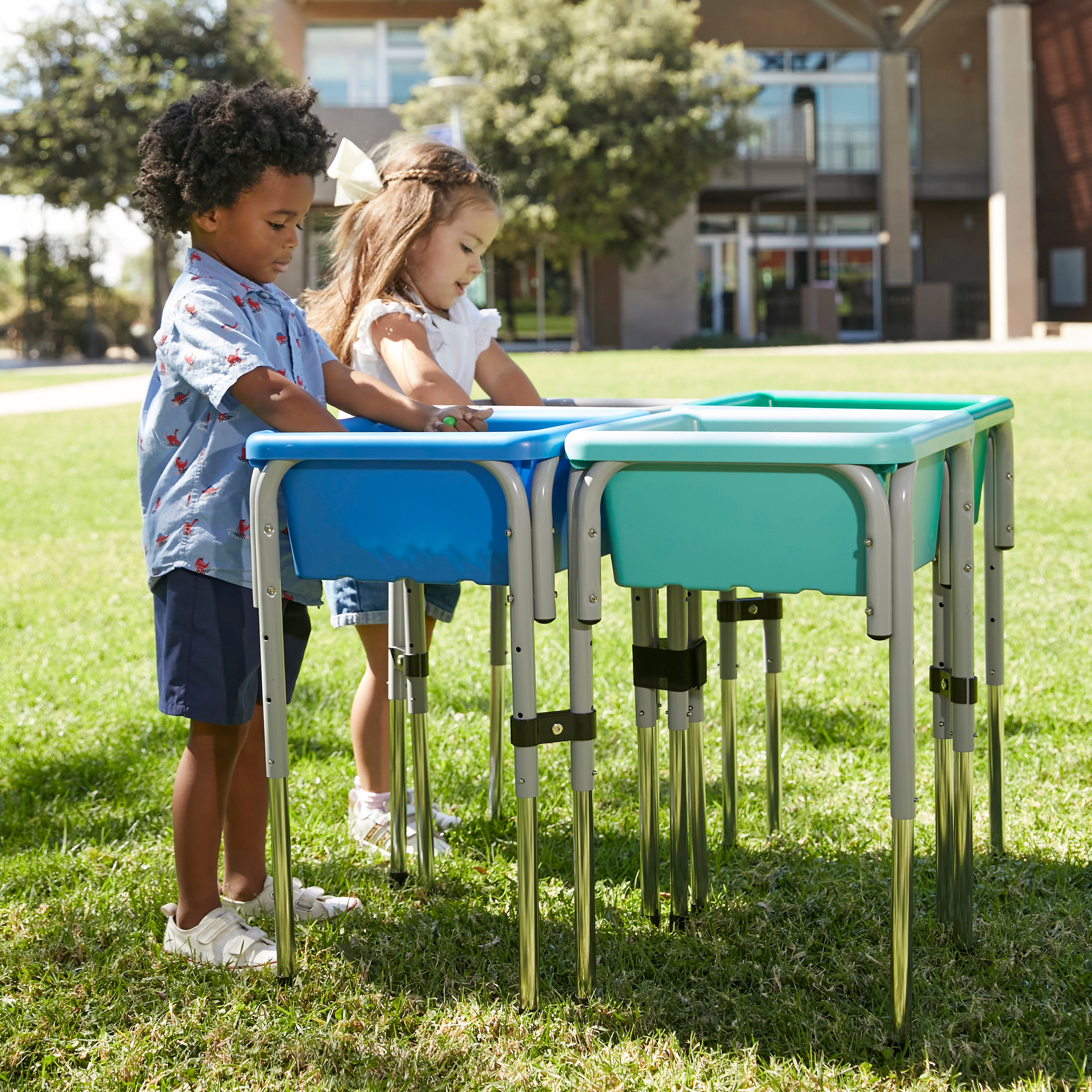 Preschool Outdoor Learning and Play Package with Sand and Water Table, Table and Chairs and Stepping Buckets