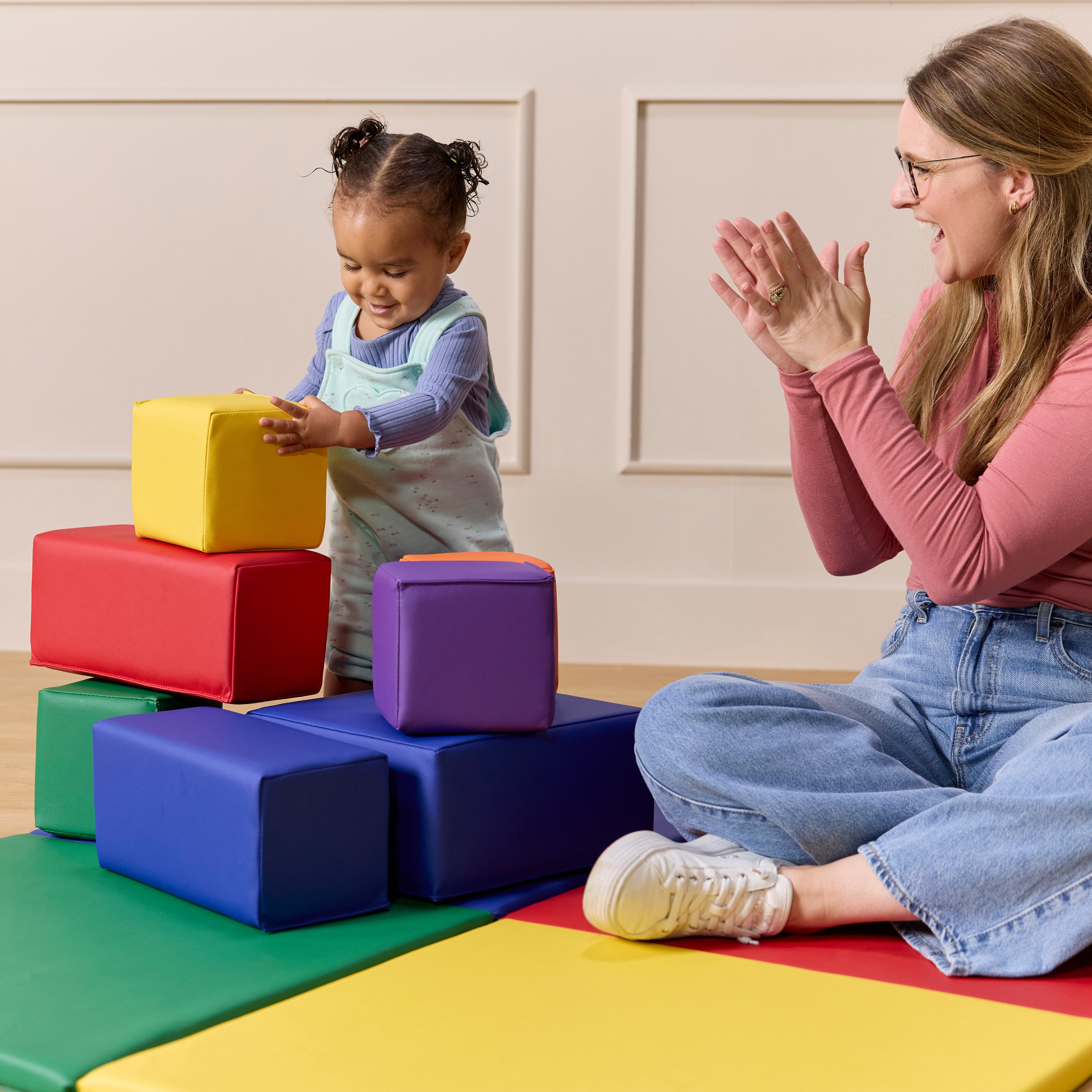 Quad Fold-N-Go Activity Mat and Toddler Blocks, 8-Piece