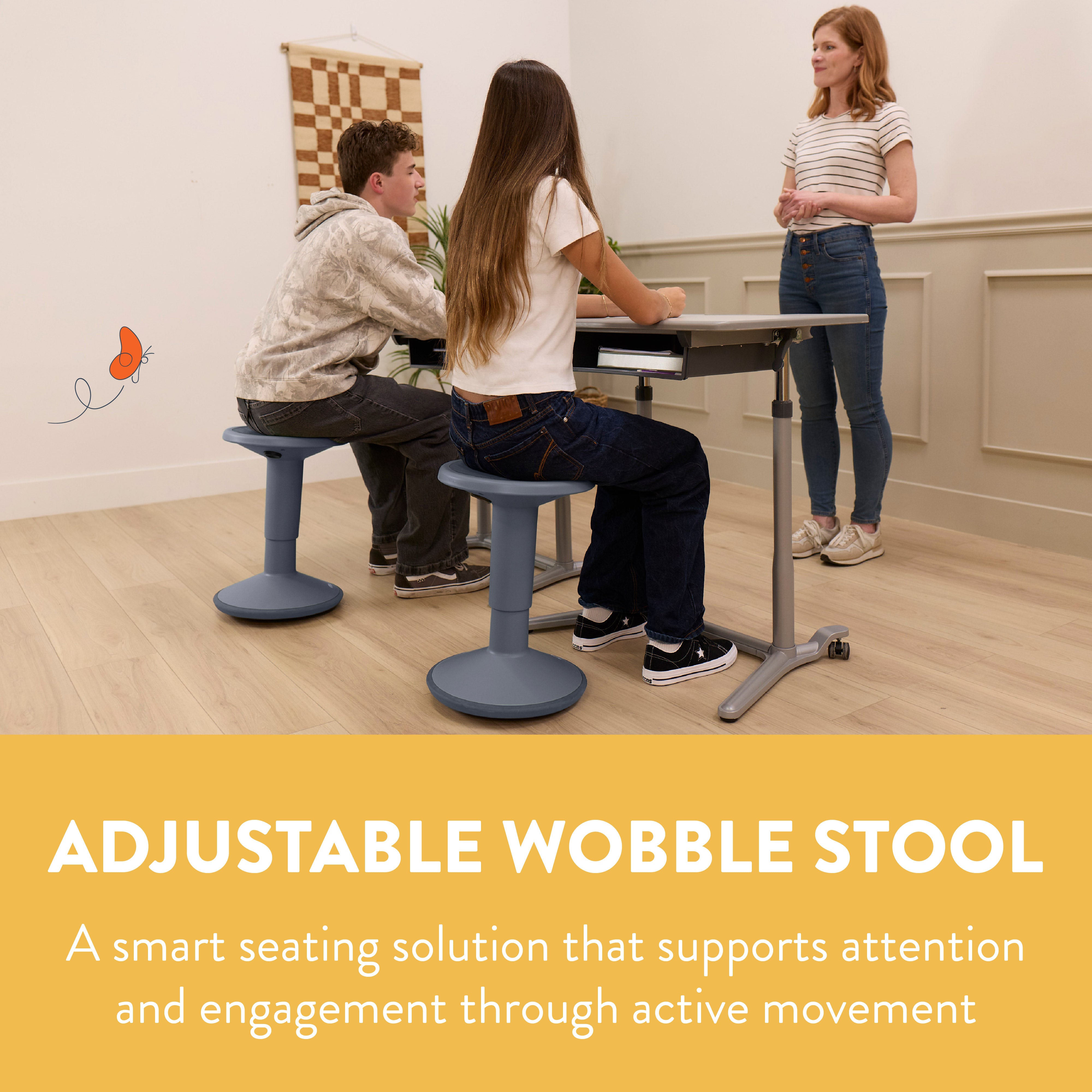Adjustable Height Active Learning Wobble Stool
