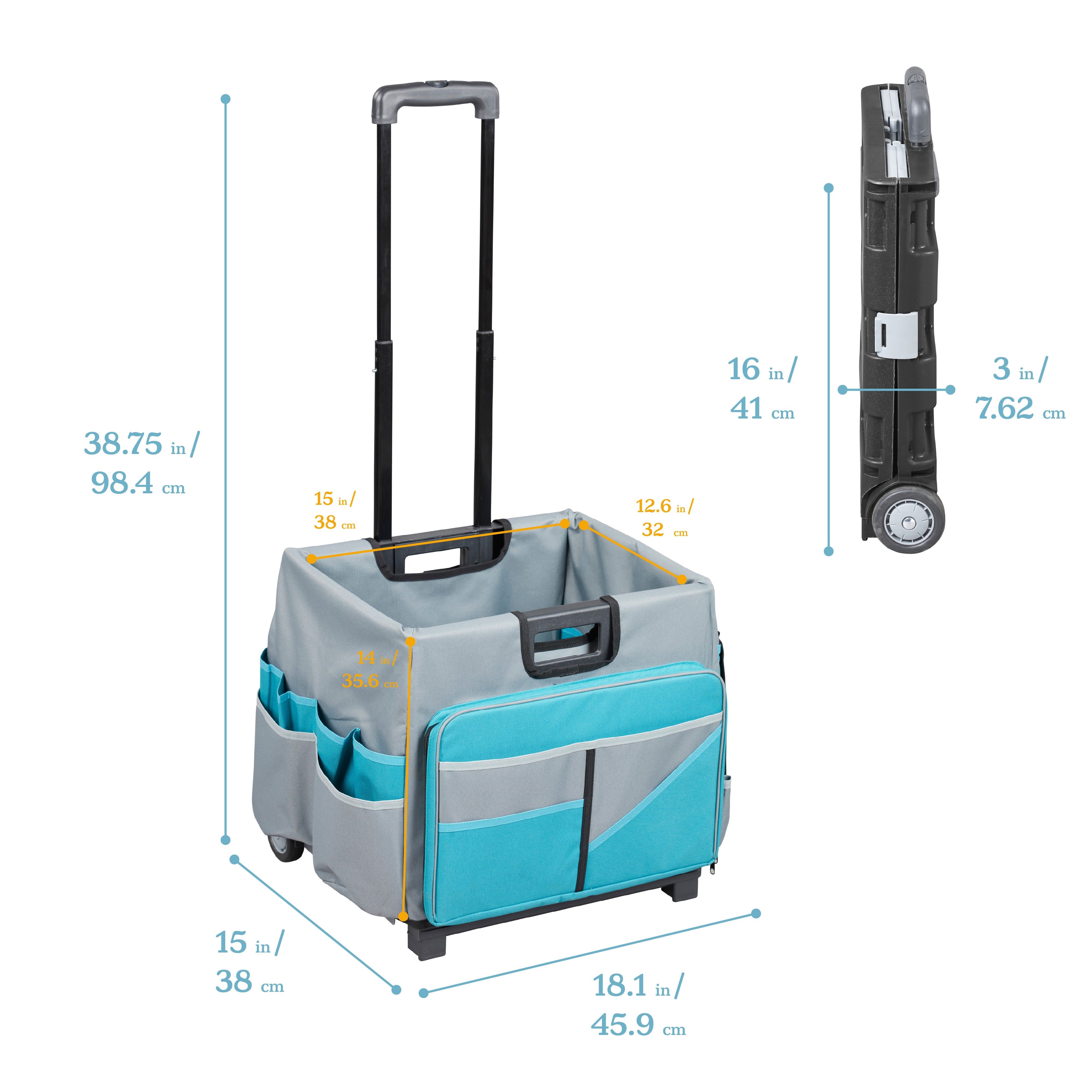 Universal Rolling Cart with Canvas Organizer Bag, Mobile Storage