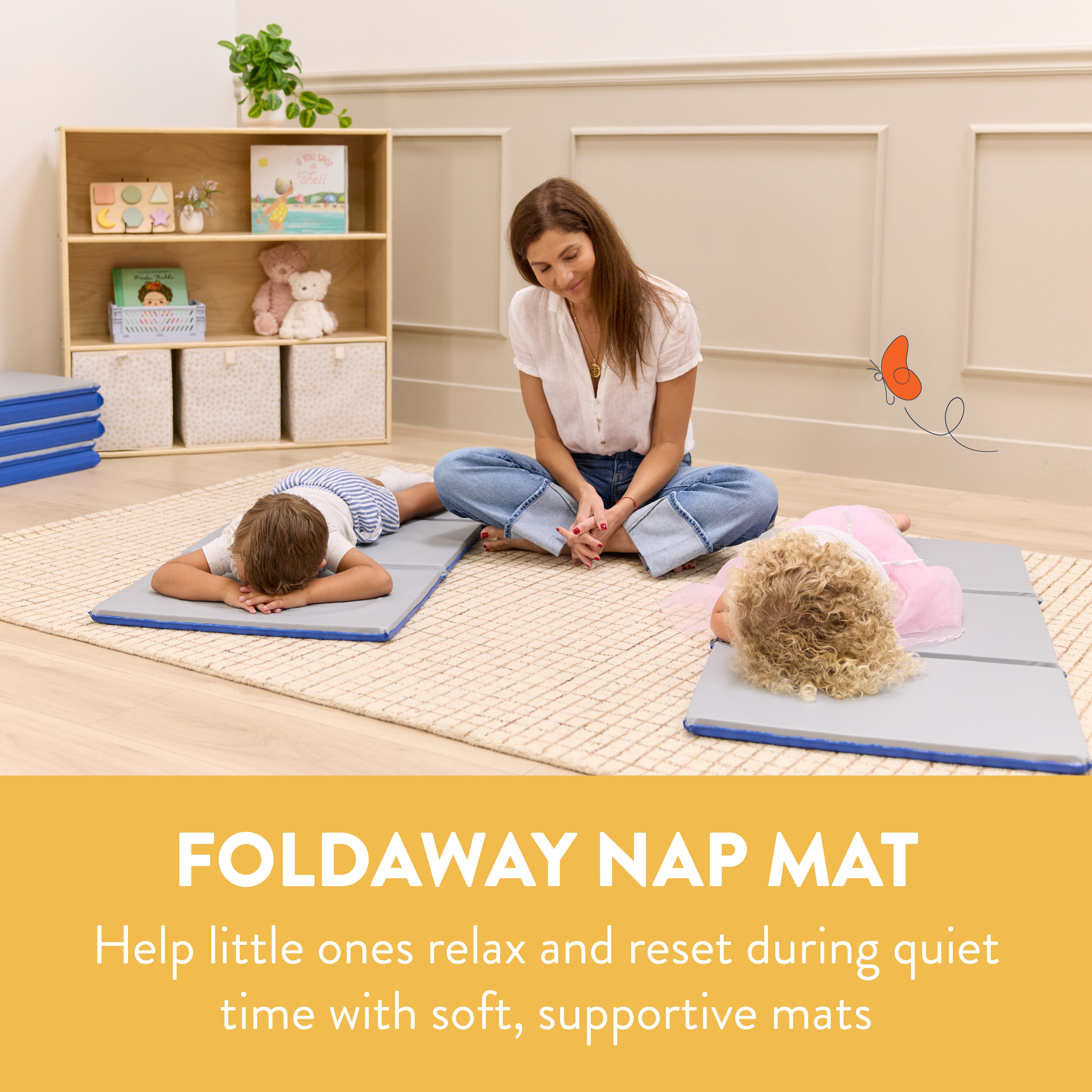 Foldaway Basics Nap Mats, 3-Fold, 1in, 5-Pack