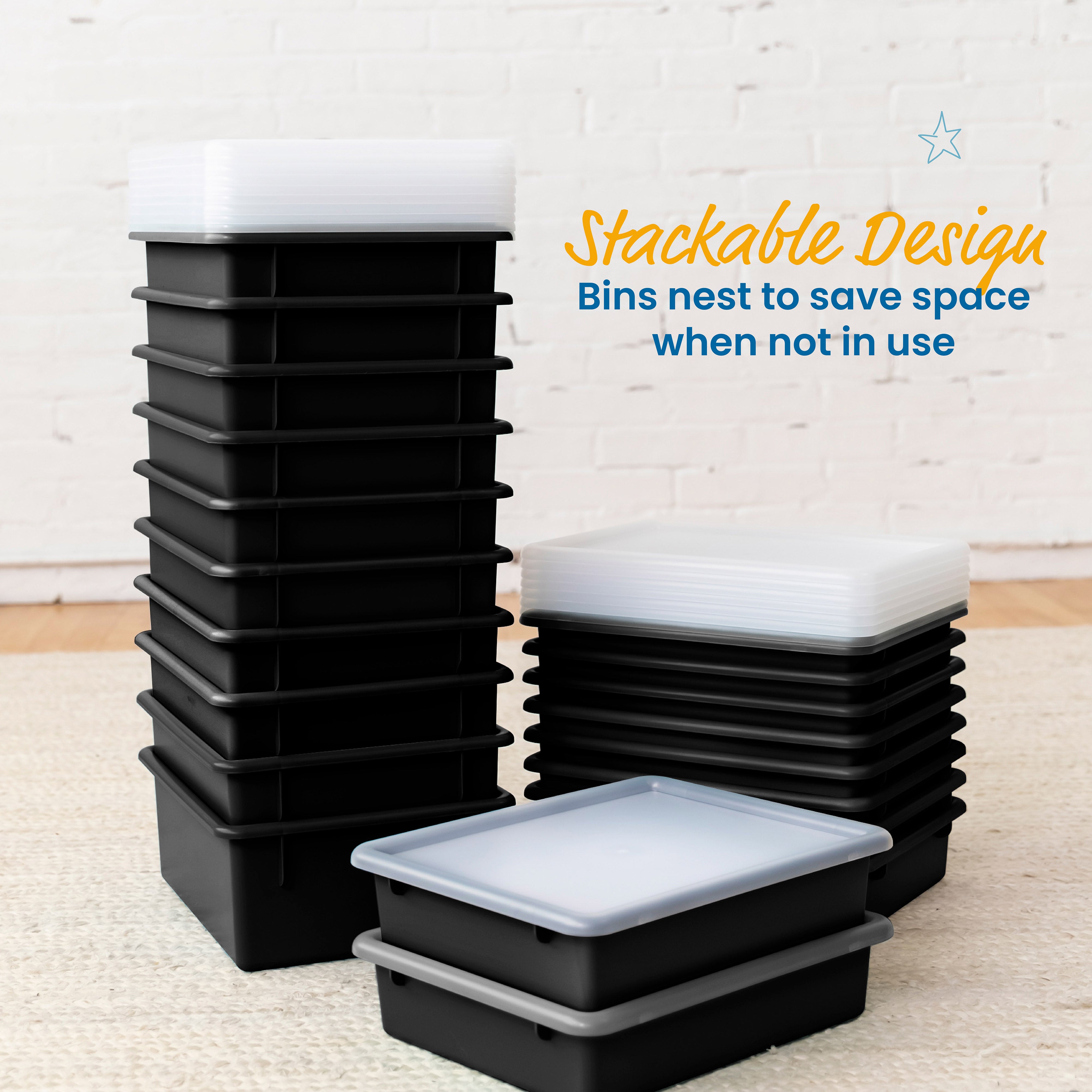 Letter Size Deep Tray with Lid, Storage Bin, 10-Piece