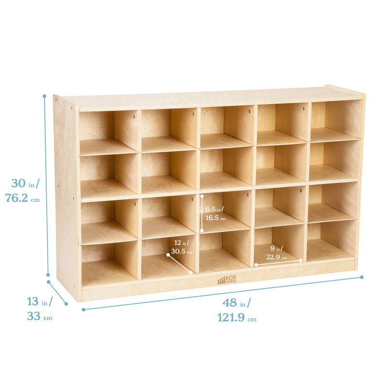20 Cubby Mobile Tray Storage Cabinet, 4x5, Classroom Furniture