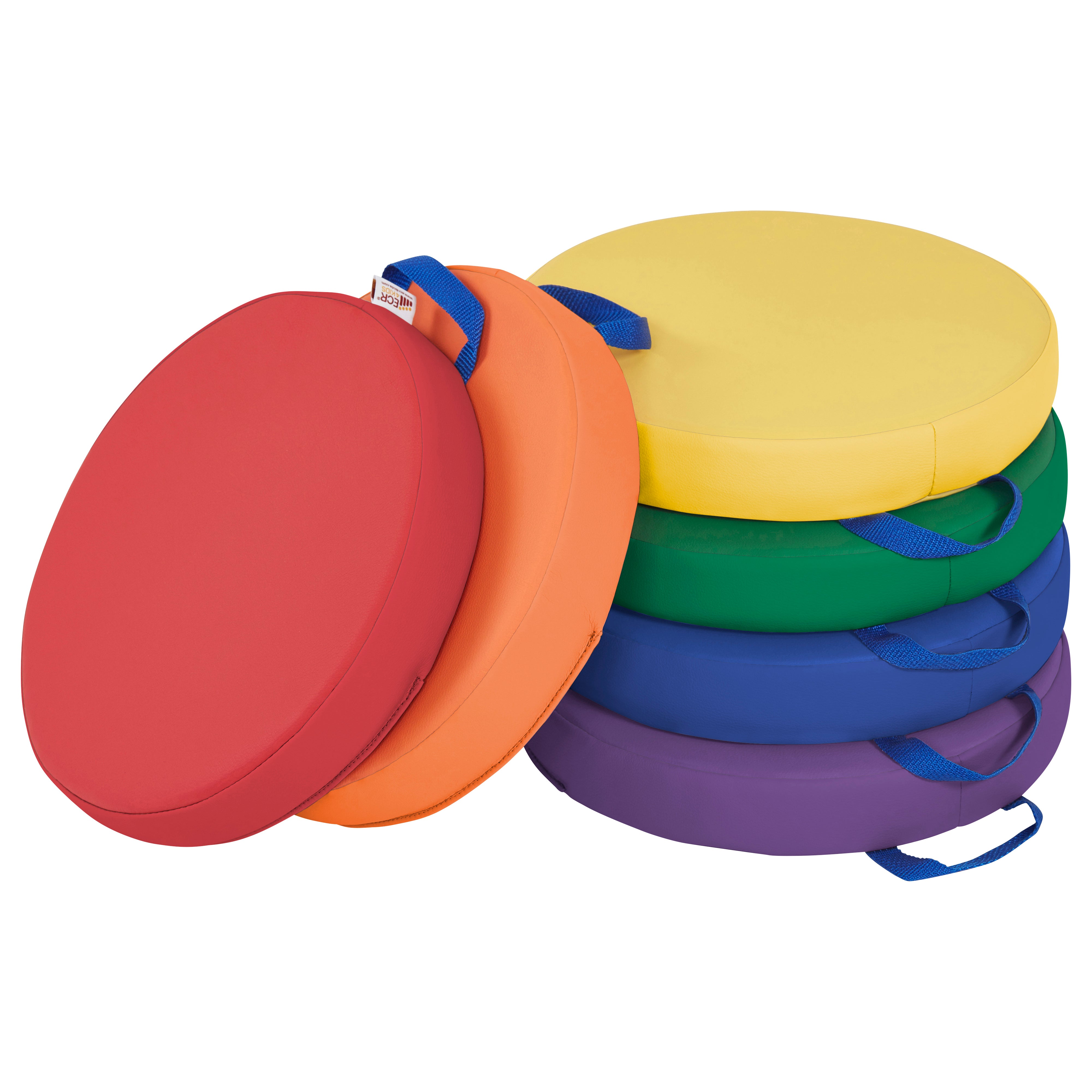 Round Floor Cushions with Handles, 6-Piece