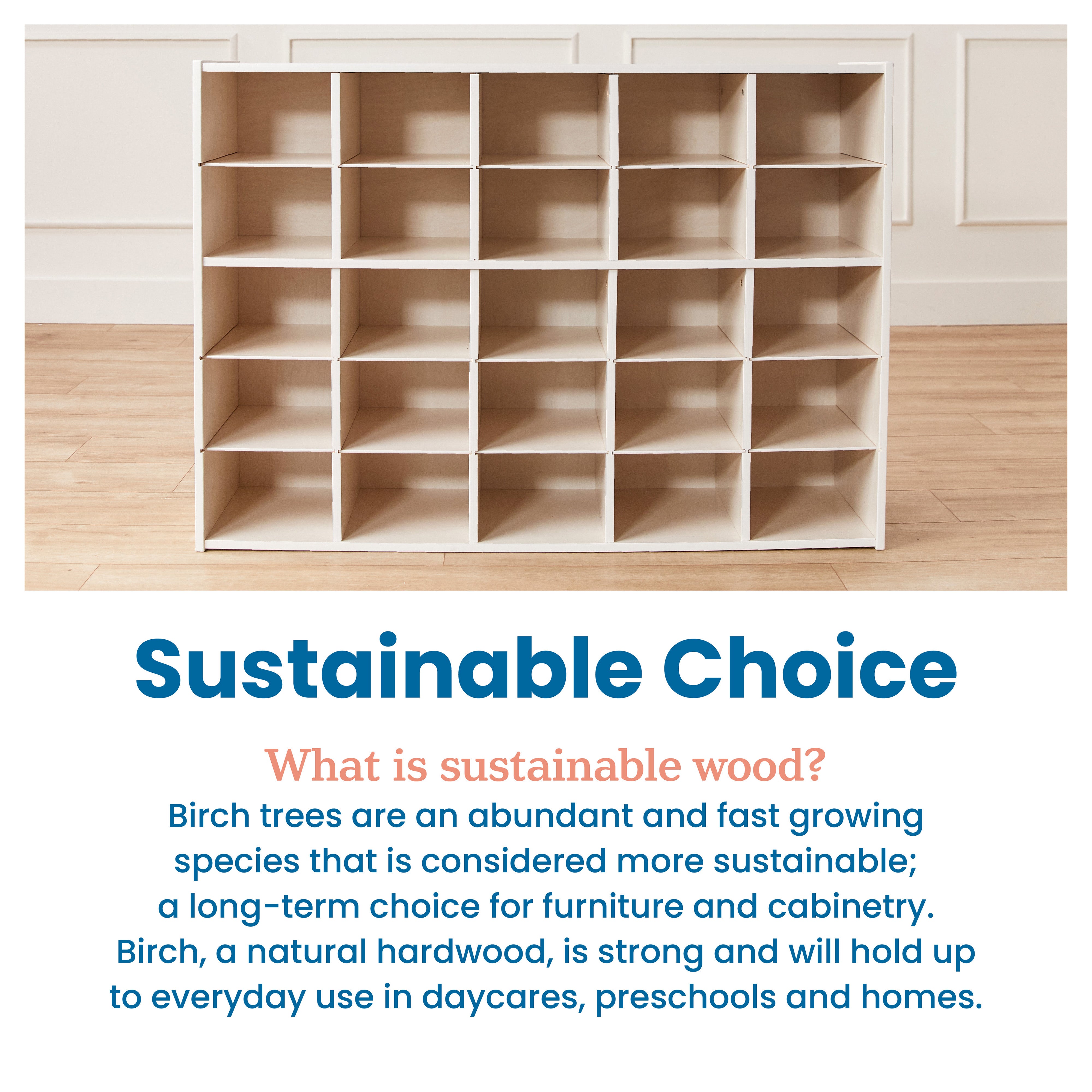 Streamline 25 Cubby Tray Cabinet with 25 Scoop Front Storage Bins, 5x5, White Wash