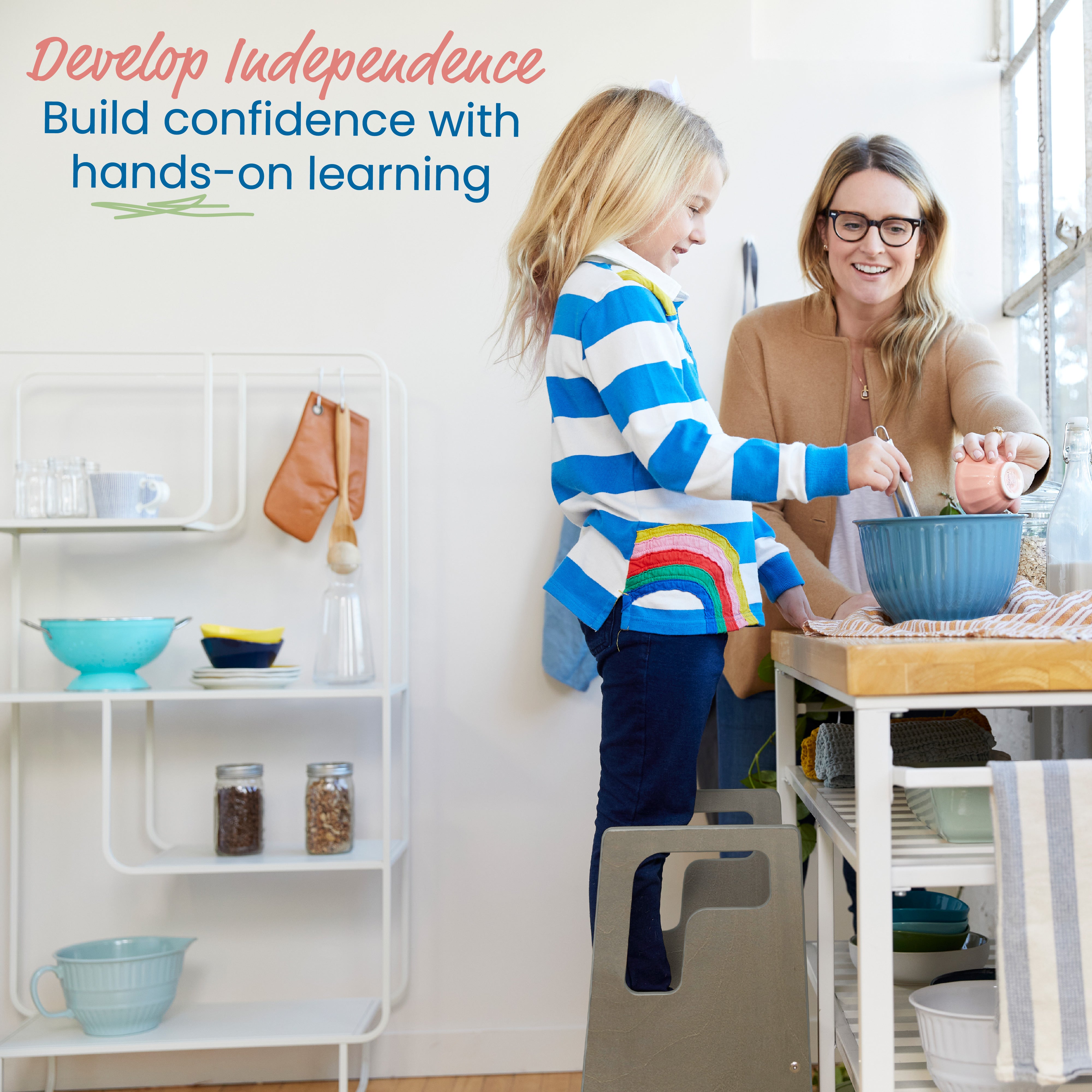 Reach-Up Step Stool with Handles, Kids Furniture