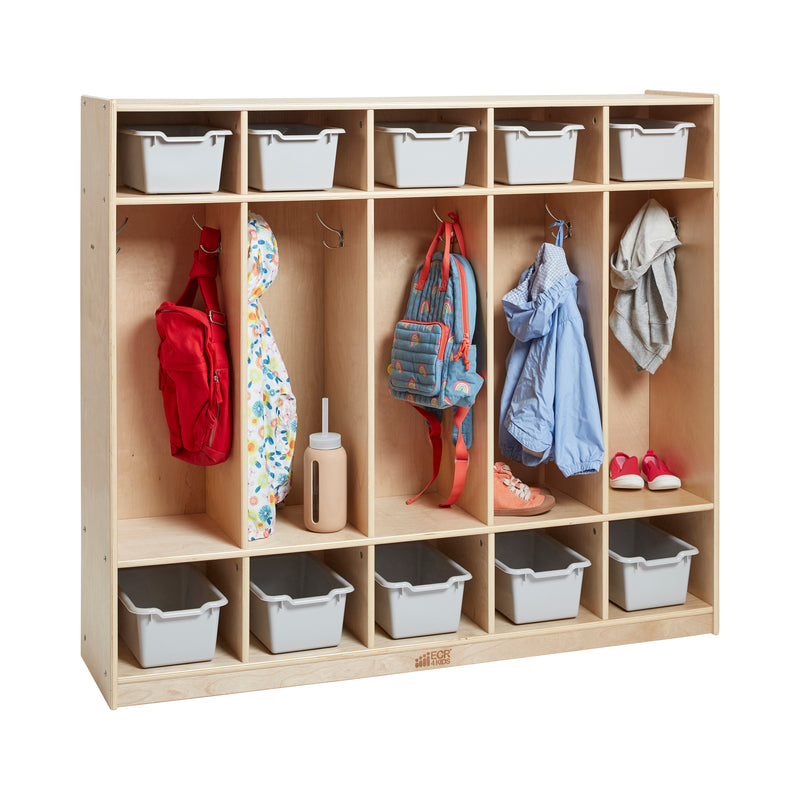 5-Section Coat Locker with 10 Scoop Front Storage Bins