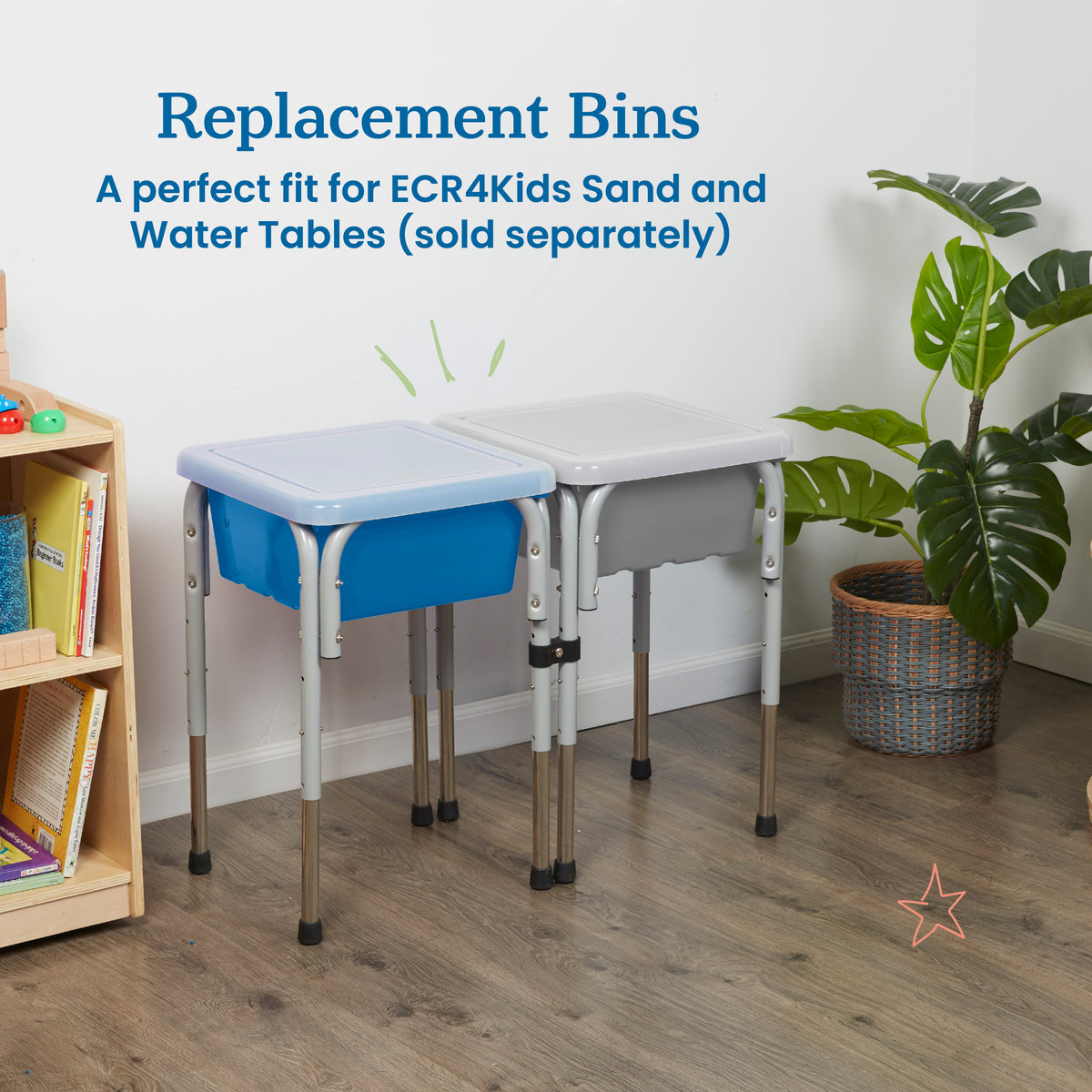 Stackable Square Bins with Non-Snap Lids, 2-Pack