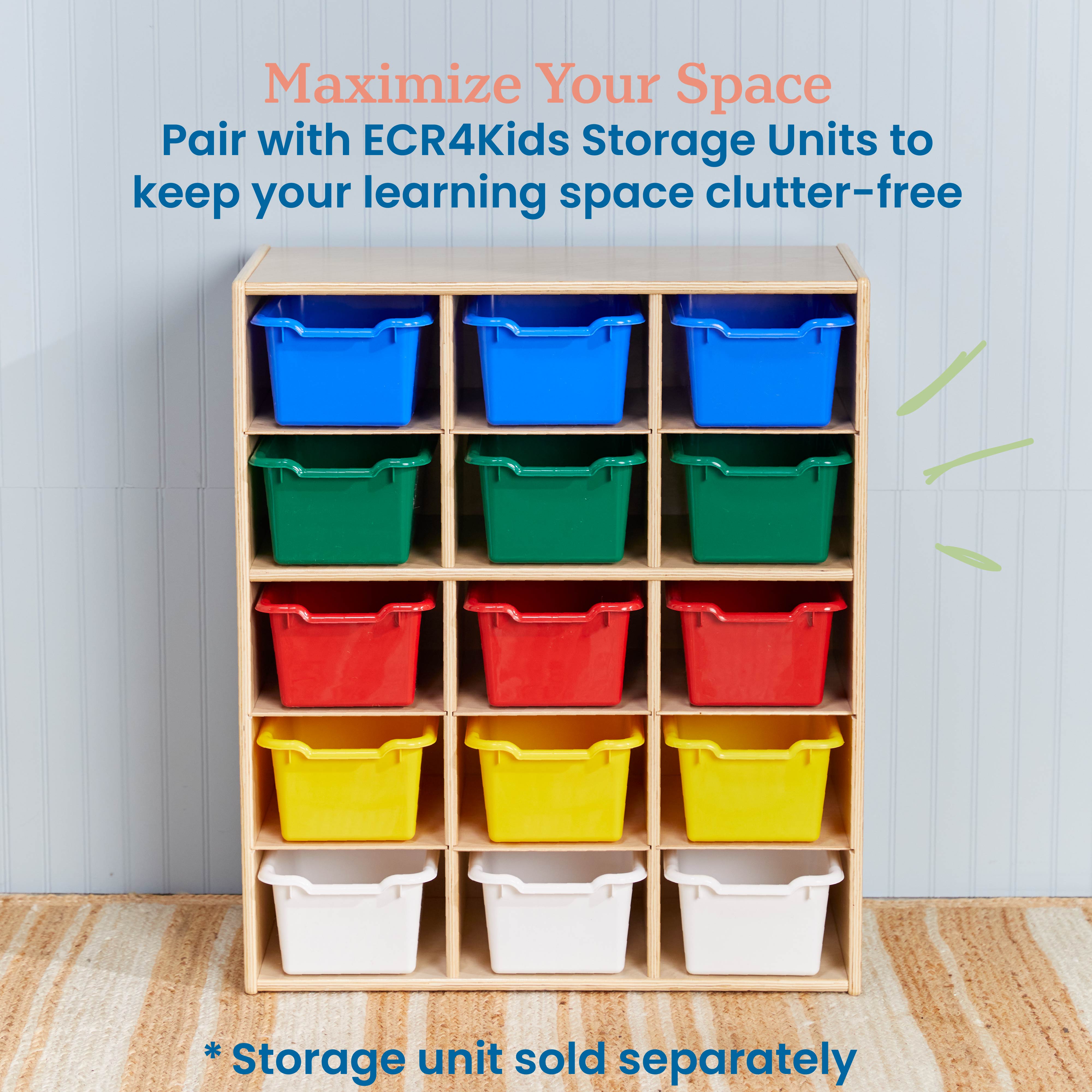 Scoop Front Plastic Storage Bins, 15-Piece