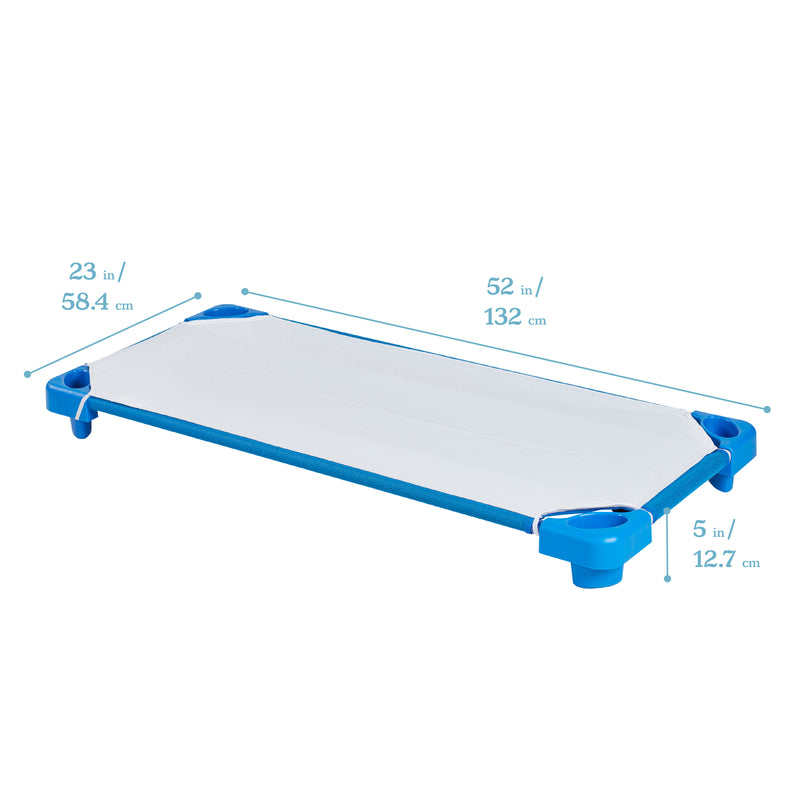 Stackable Kiddie Cot with Sheets, Standard Size, Ready-to-Assemble, 6-Pack