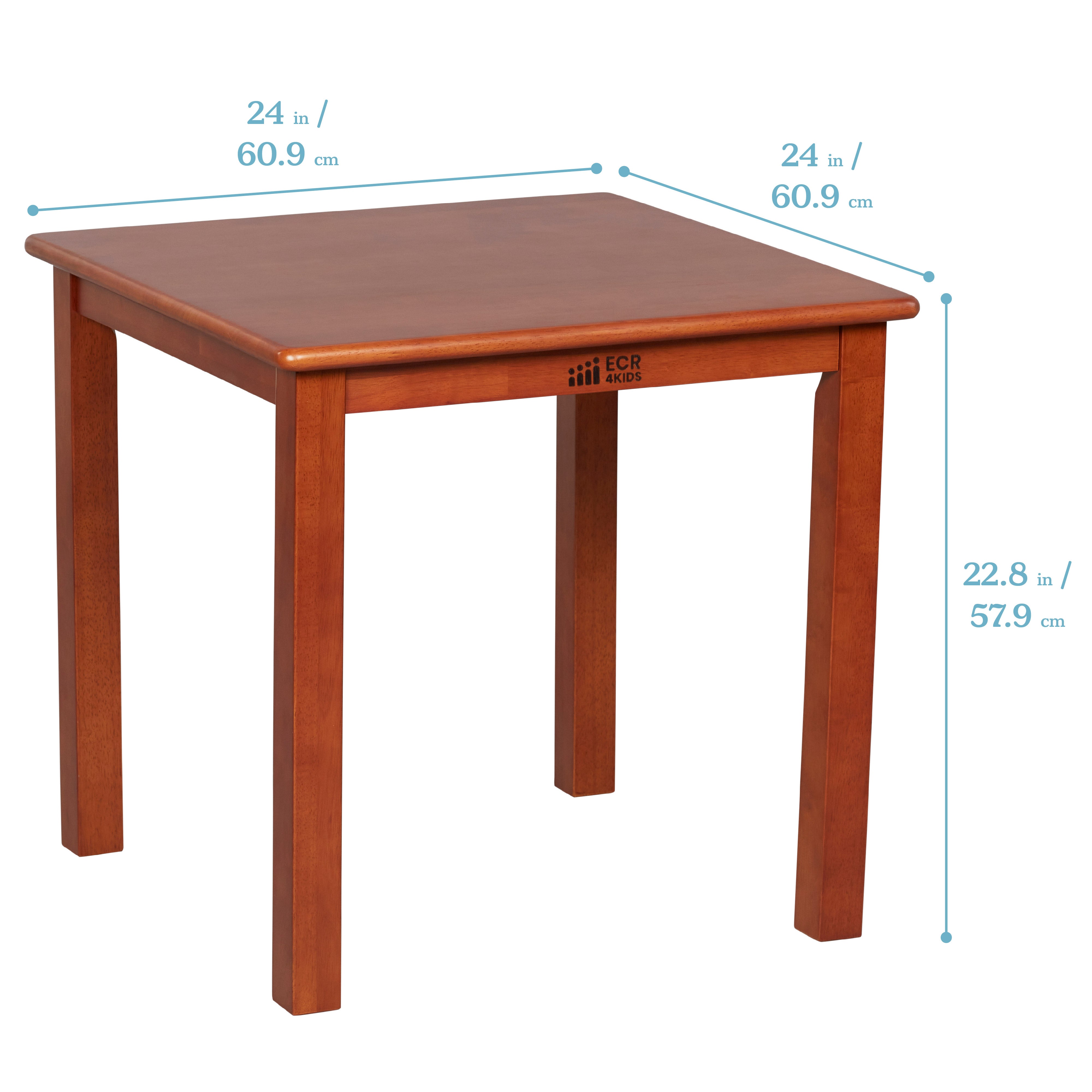 24in x 24in Hardwood Table and Chair Set, 12in Seat Height, 3-Piece