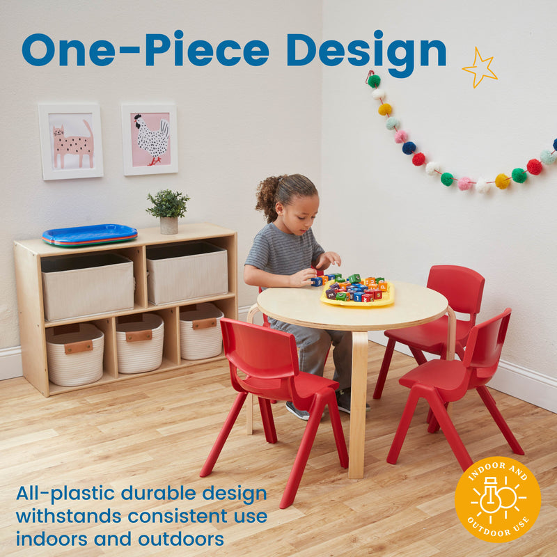 Plastic Classroom Stack Chairs, Indoor/Outdoor Seats for Kids, 12in Seat Height