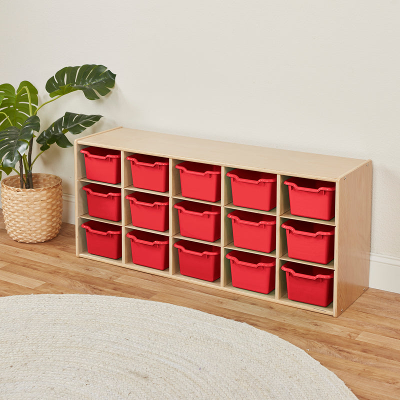 Streamline 15 Cubby Tray Cabinet with Scoop Front Storage Bins, 3x5