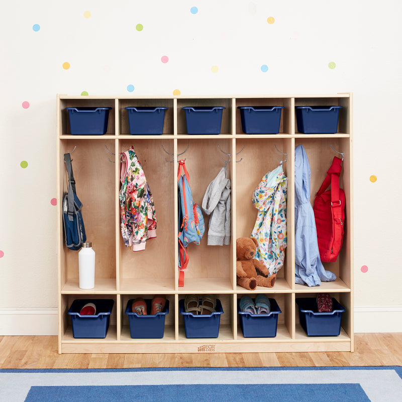 5-Section Coat Locker with 10 Scoop Front Storage Bins