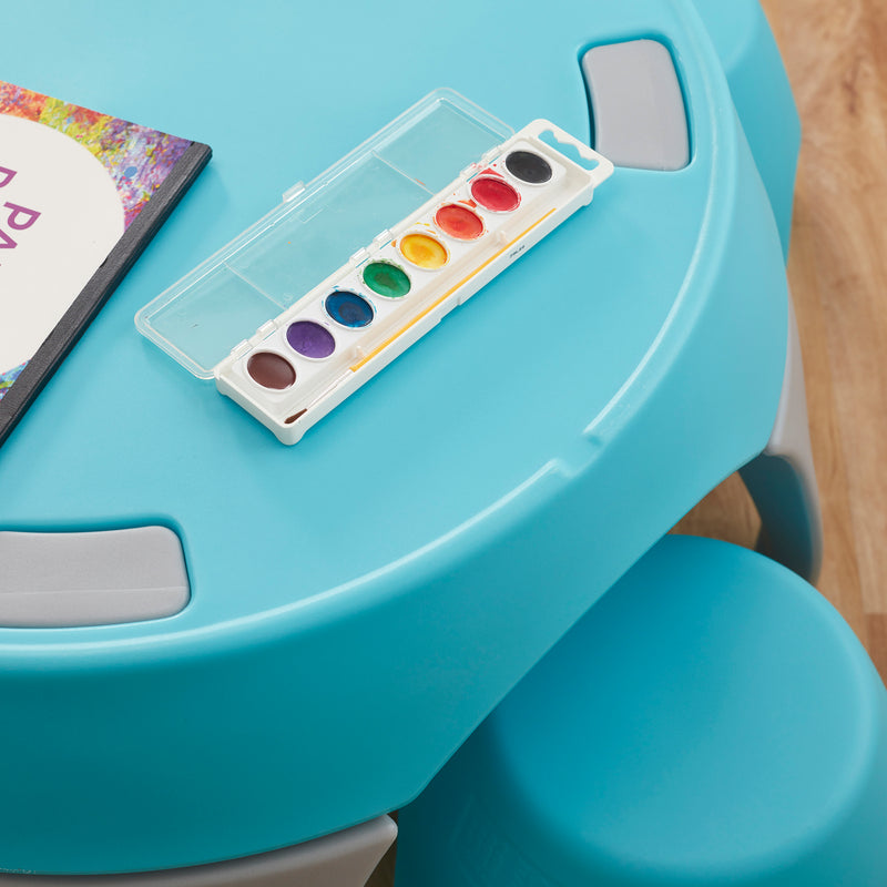 Ayana Table and Stool Set, Colorful Plastic Table and Chairs, Indoor/Outdoor
