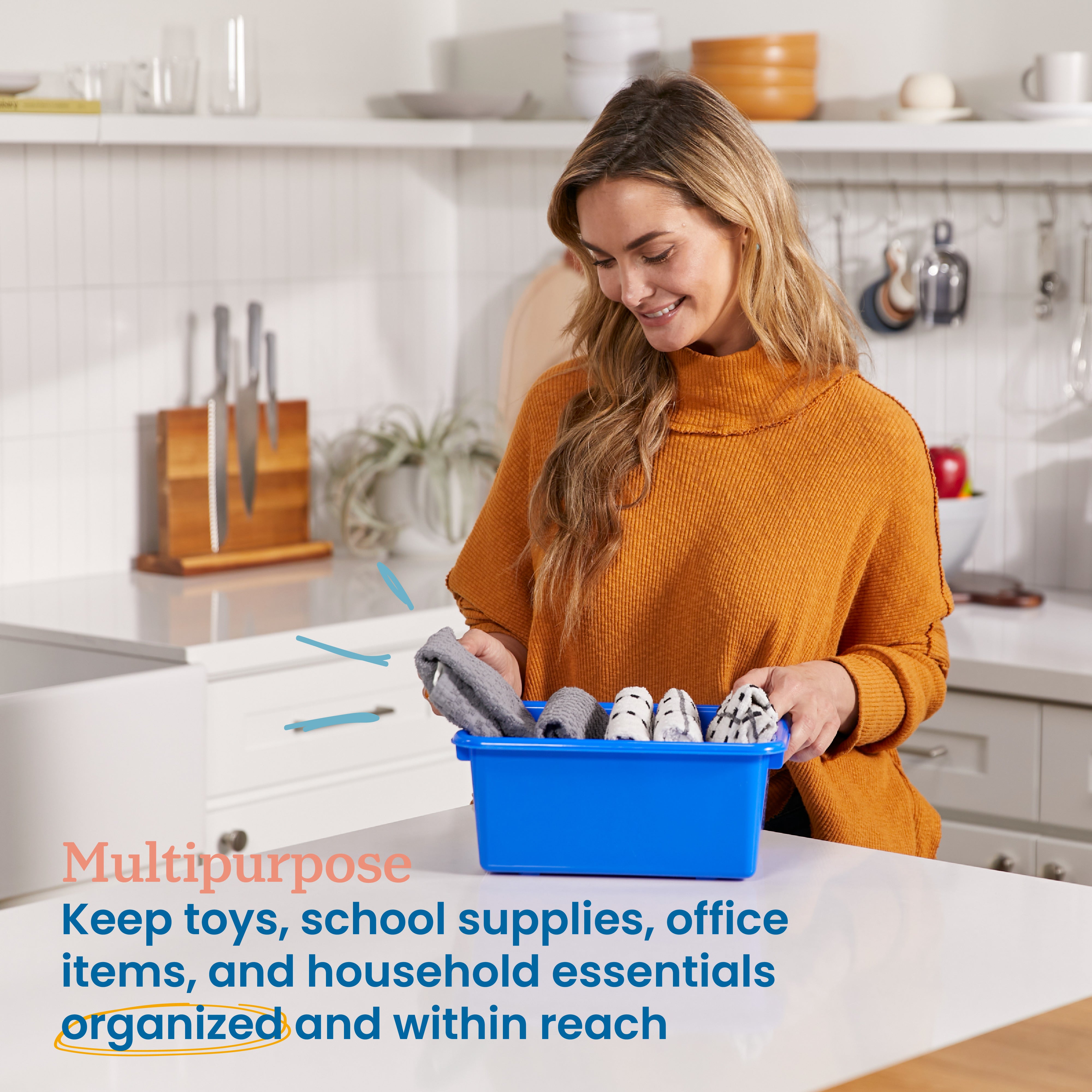 Scoop Front Storage Bins, Multipurpose Organization, 5-Pack