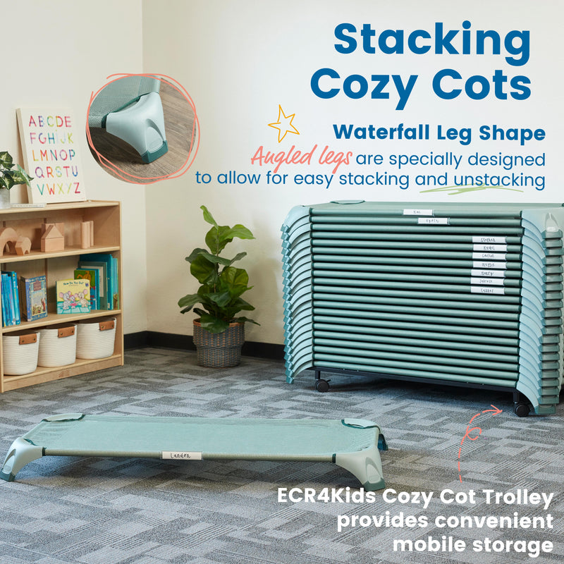 Cozy Cot Trolley with 6 Stackable Cozy Cots with Storage