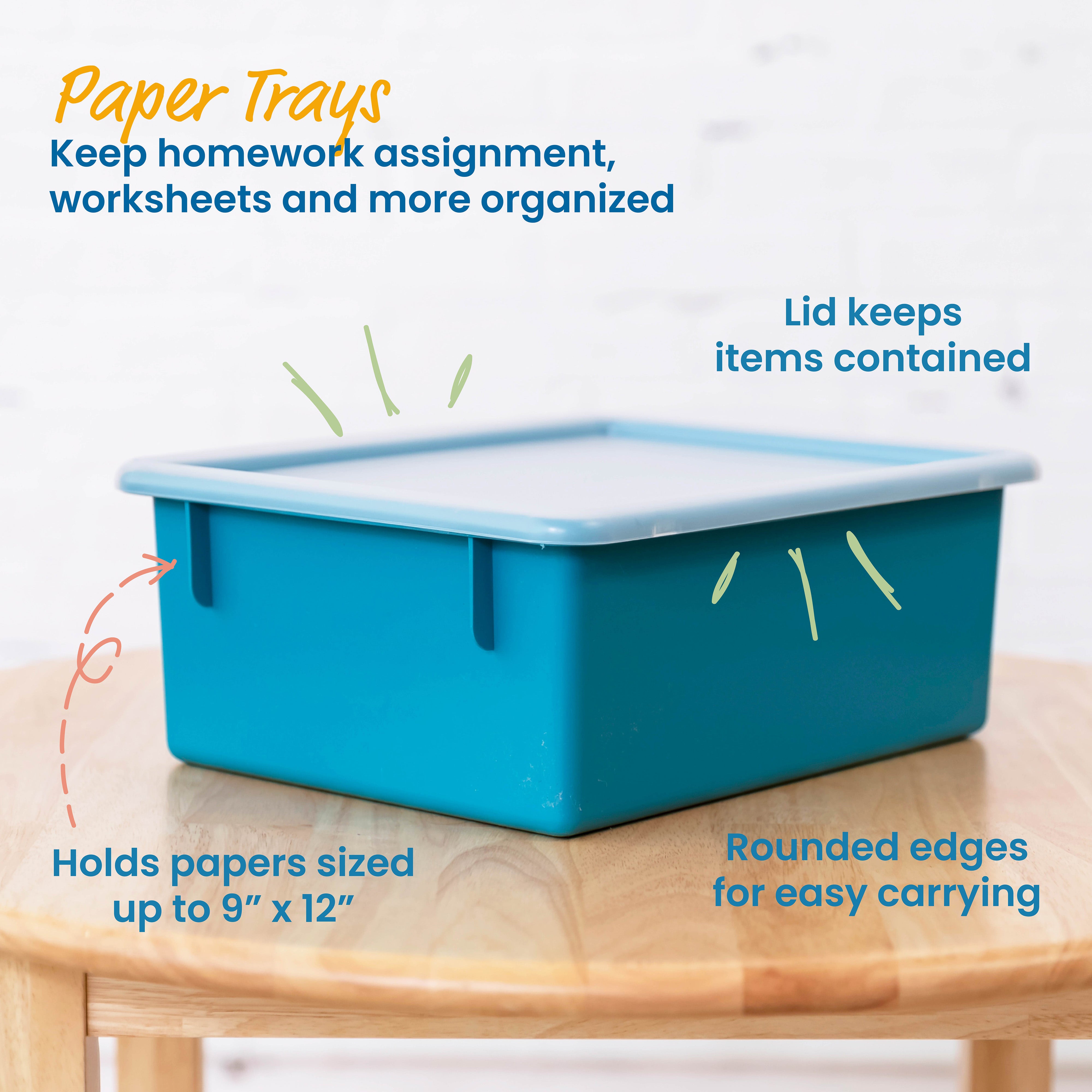 Letter Size Deep Tray with Lid, Storage Bin, 10-Piece