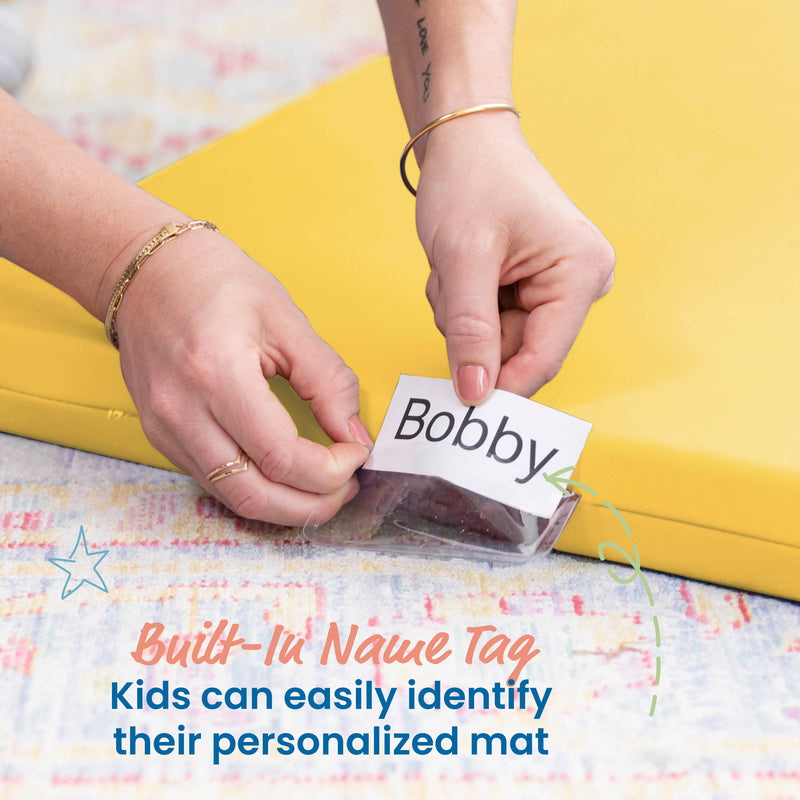 Rainbow Rest Nap Mats, Clear Name Tag Holder, 2in Thick - 5-Pack