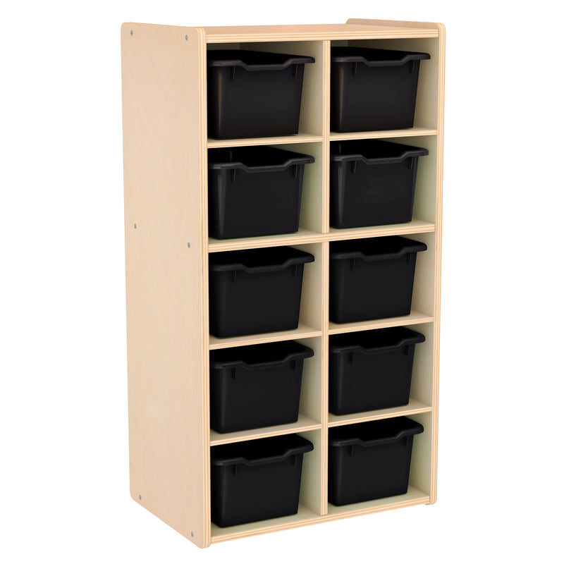 Streamline 10 Cubby Tray Storage Cabinet with 10 Scoop Front Storage Bins