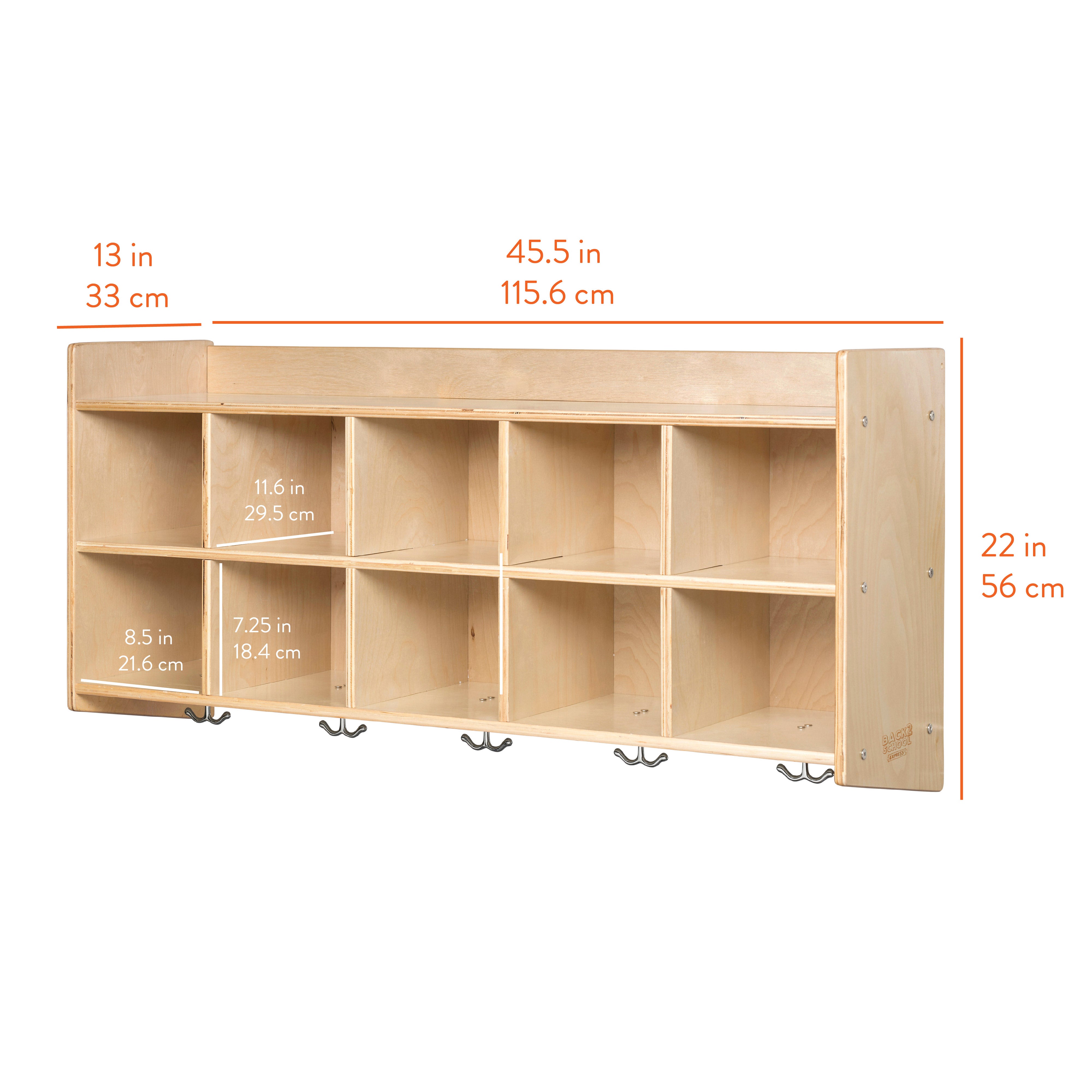 10-Section Wall Mount Coat Locker with Shelf