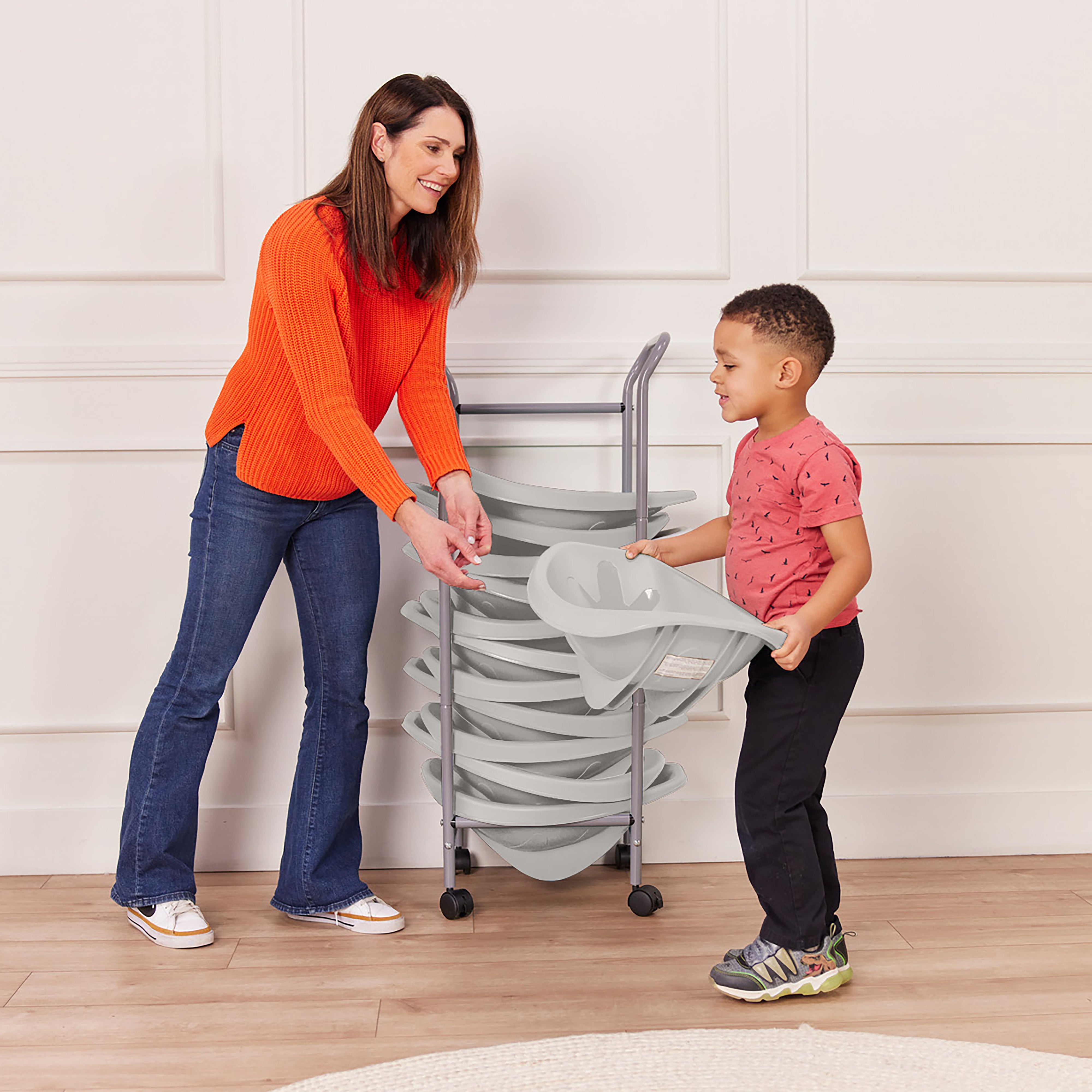 Mobile Leaf Seat Cart with 12 Leaf Floor Seats, Flexible Seating