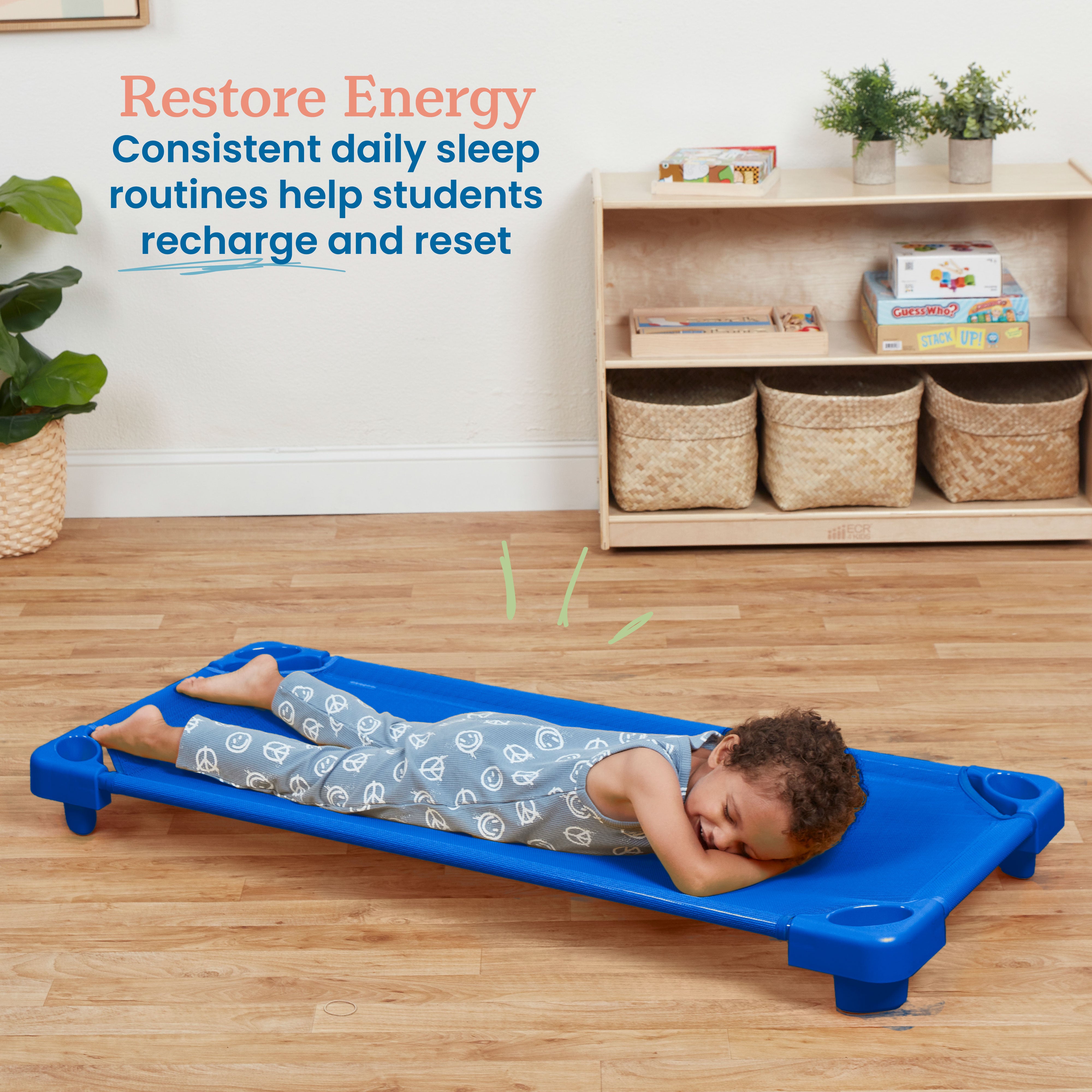 Stackable Kiddie Cots with Trolley, RTA, Standard, 6-Pack