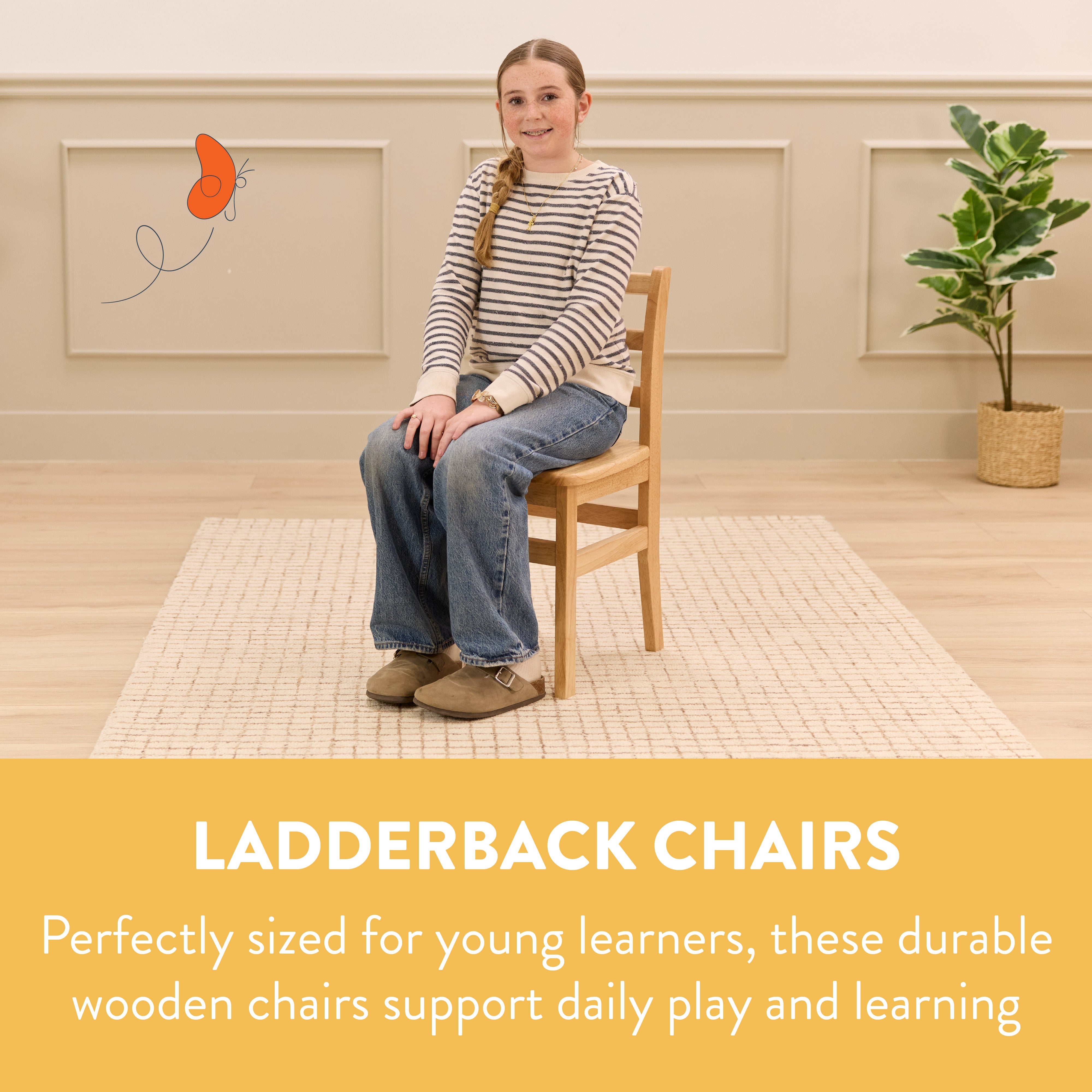 Wooden Ladderback Chairs, 2-Pack