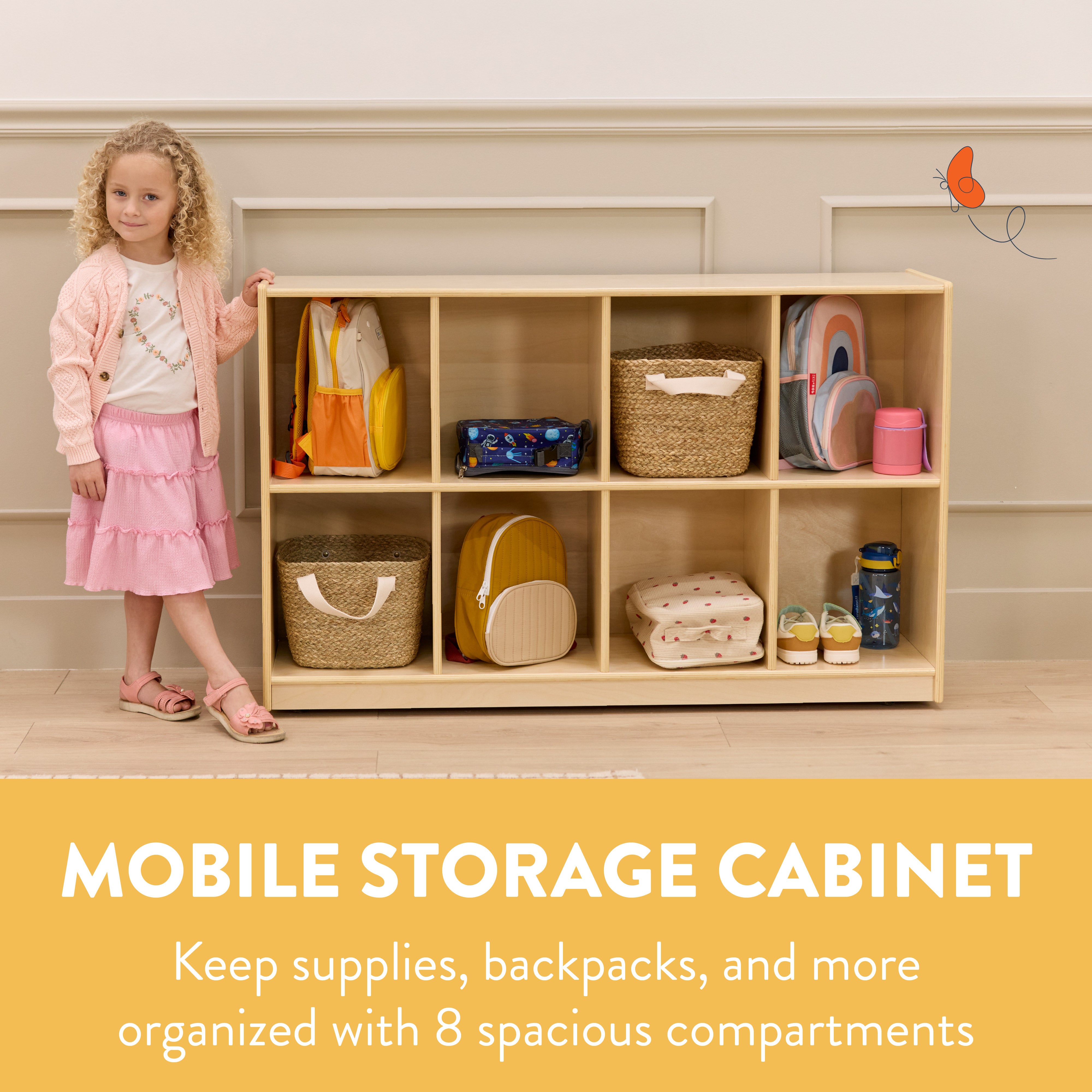 8-Compartment Mobile Storage Cabinet