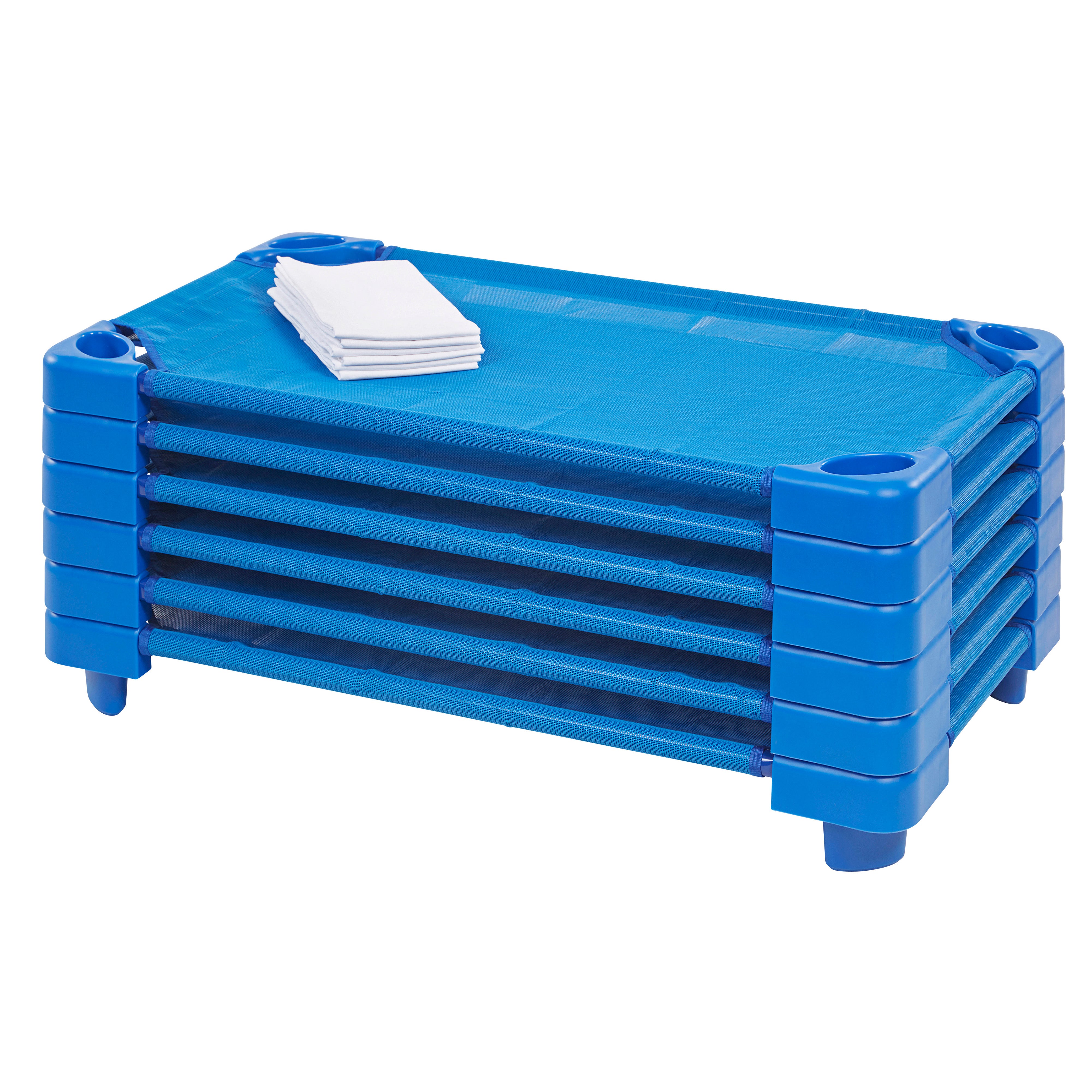 Sleepline Stackable Toddler Cots with Sheet, Ready-to-Assemble, 6-Pack