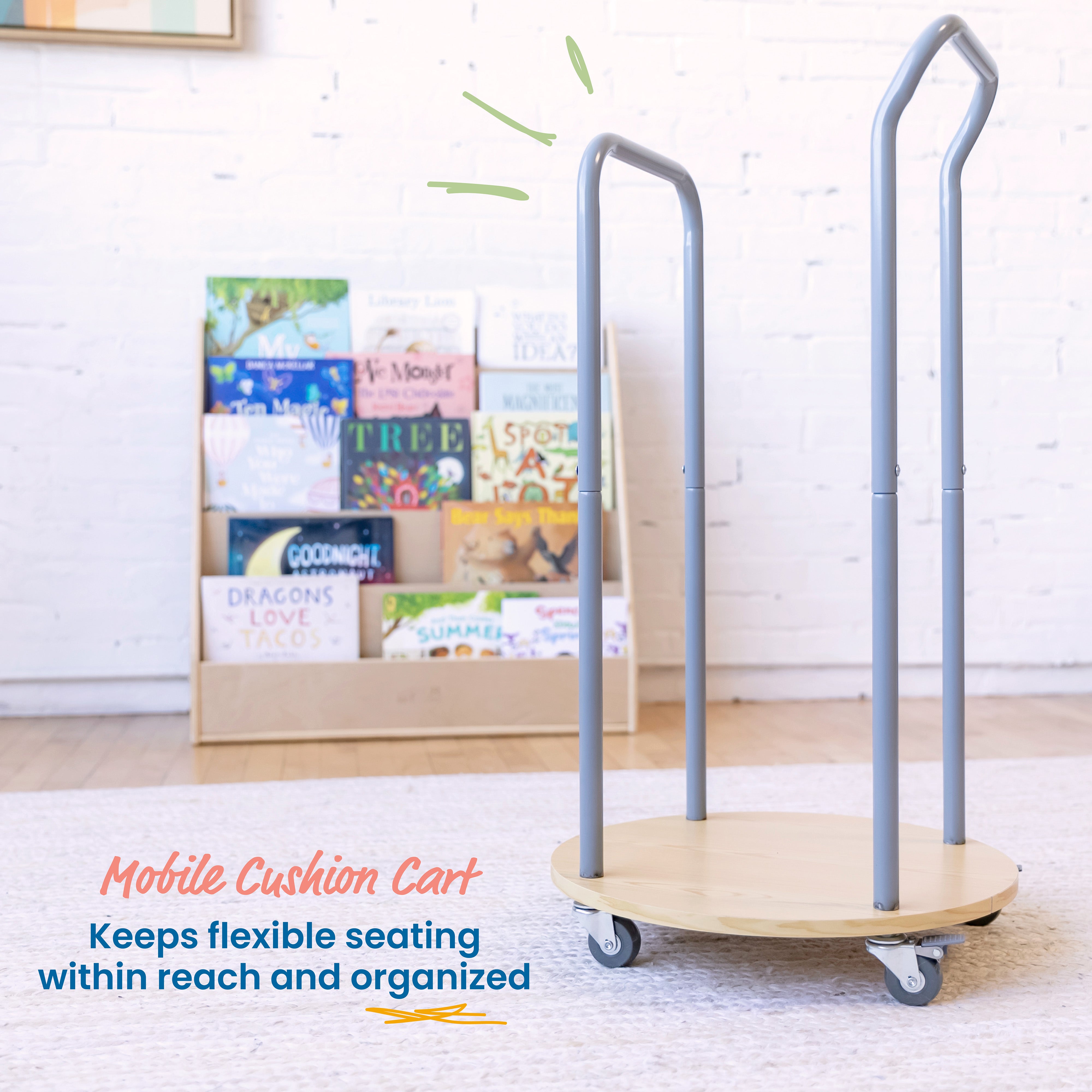 Mobile Cushion Cart, Storage Trolley, Silver