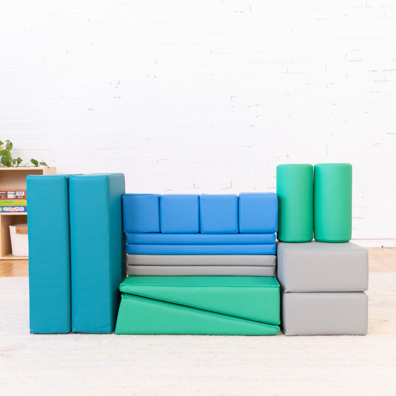 Soft Unit Blocks Building Foam Blocks, Large Unit-Style Soft Builder Blocks, 16-Piece