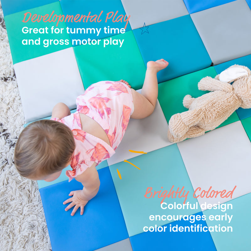 Patchwork Toddler Activity Mat, Folding Tummy Time Foam Playmat